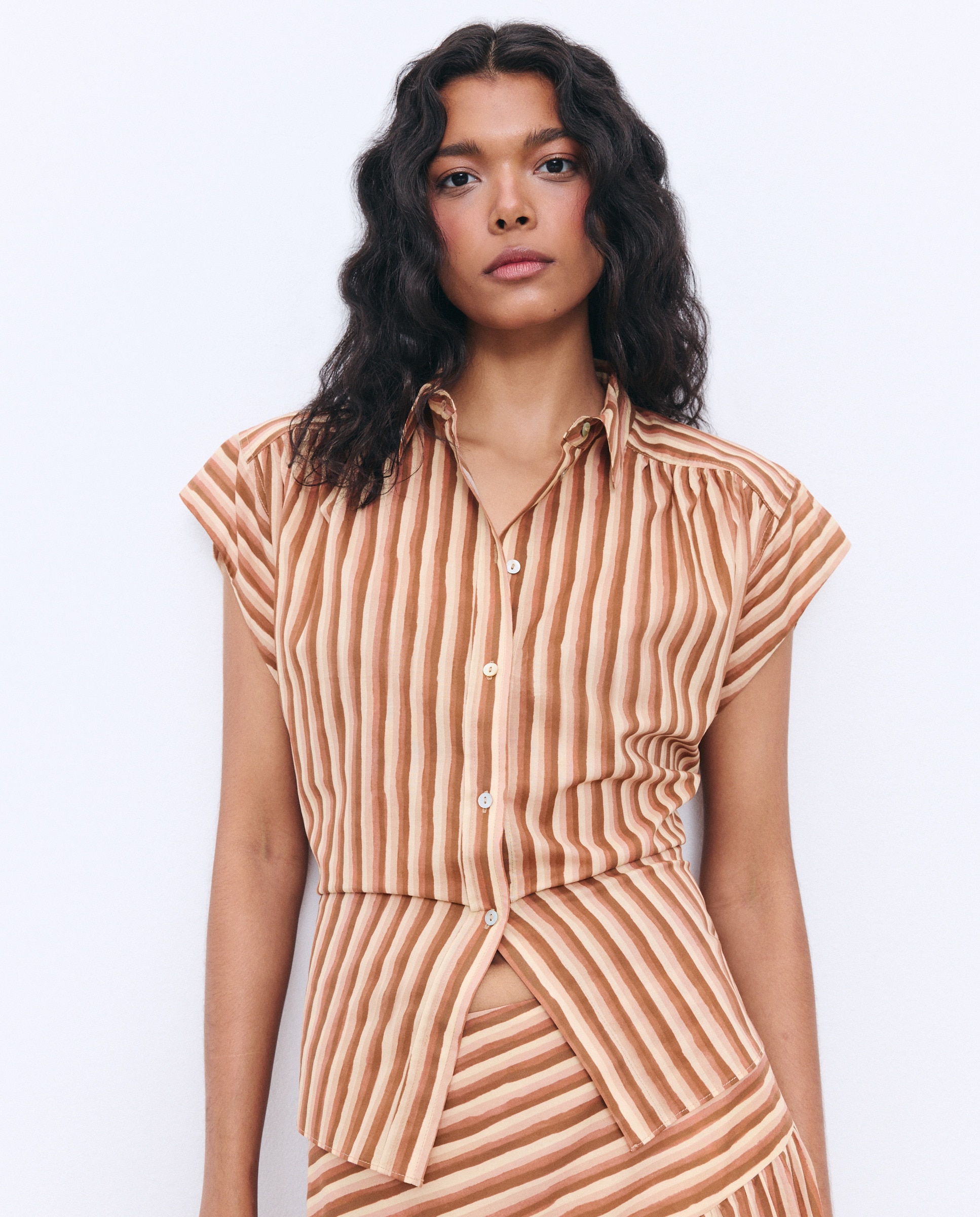 Imagen 0 de Blusa sin mangas de mujer con rayas Azul