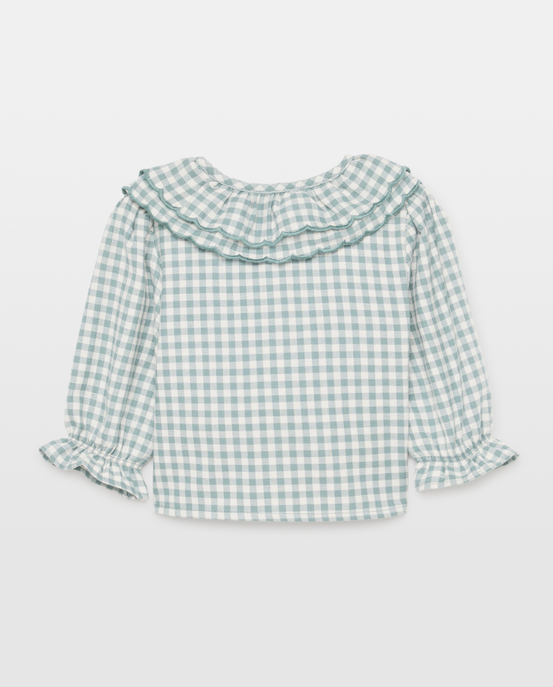 Blusa manga larga con festón doble vichy de bebé - Coconut El Corte Inglés - Verde Verde-2