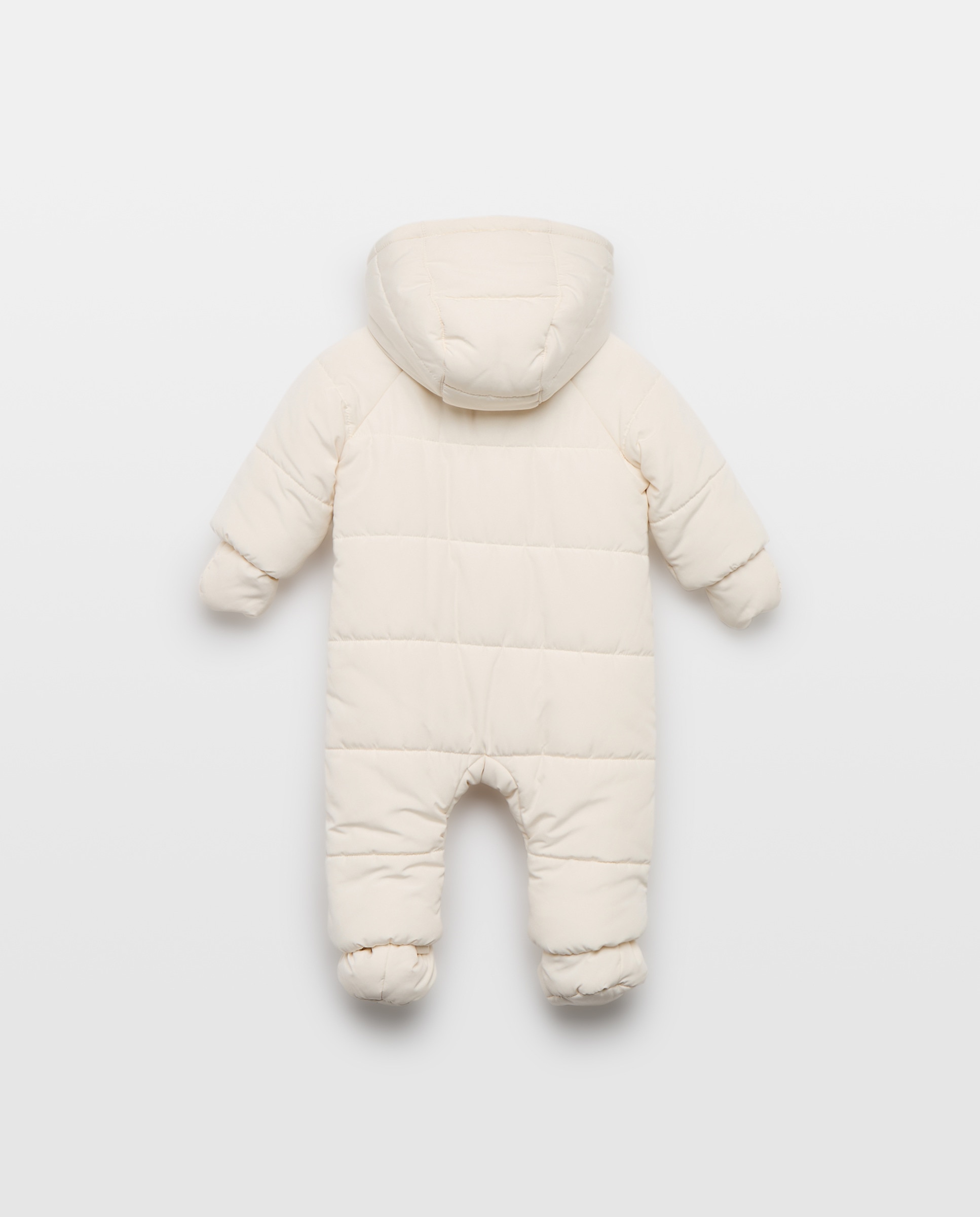 Babygrow de Bebé de Microfibra com Pés + Mãos com Botões de Pressão e Bolso à Frente Coconut El Corte Inglés 120 Cru-2