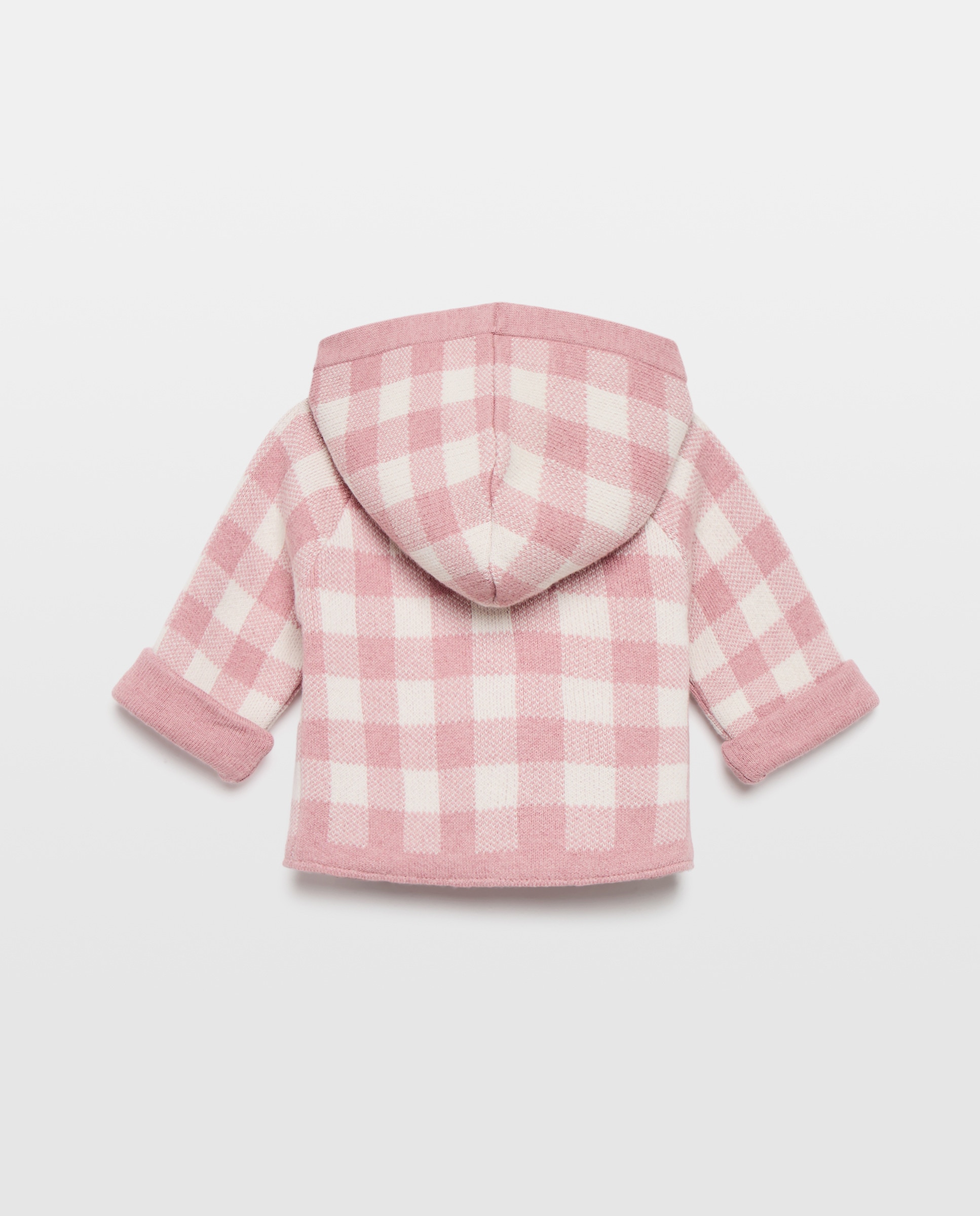 Sobretudo de Malha de Bebé com Vichy de Fantasia Coconut El Corte Inglés Rosa-2