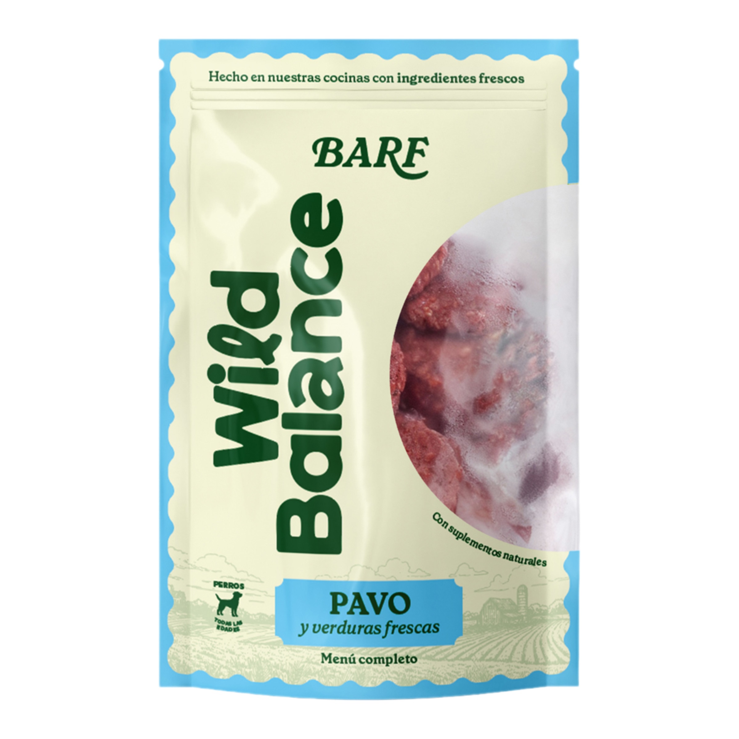 Imagen 0 de Comida húmeda para perros Wild Balance barf congelado pavo y verduras 1 kg