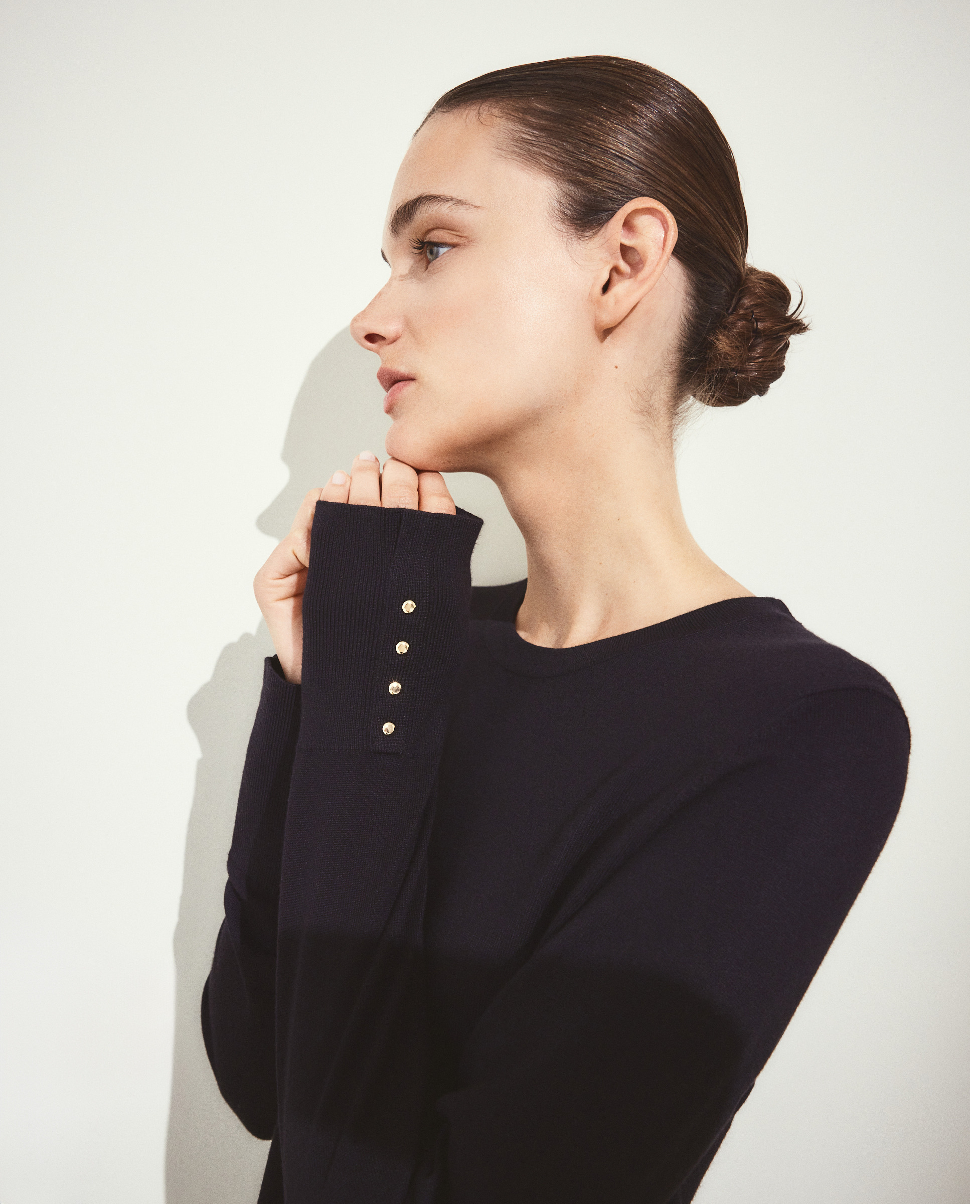 Camisola de Malha Básica Lisa de Viscose Preto-4
