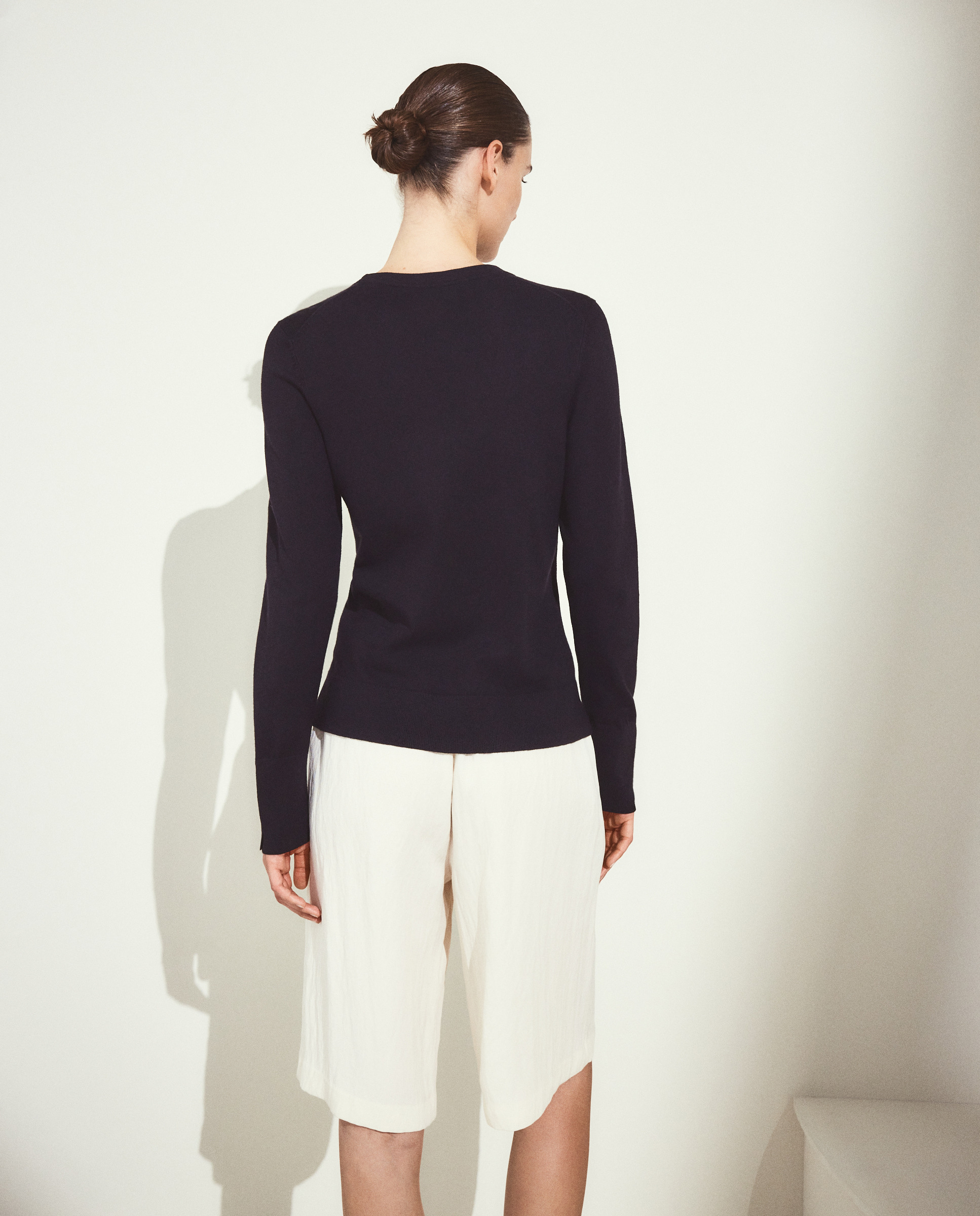 Camisola de Malha Básica Lisa de Viscose Preto-3