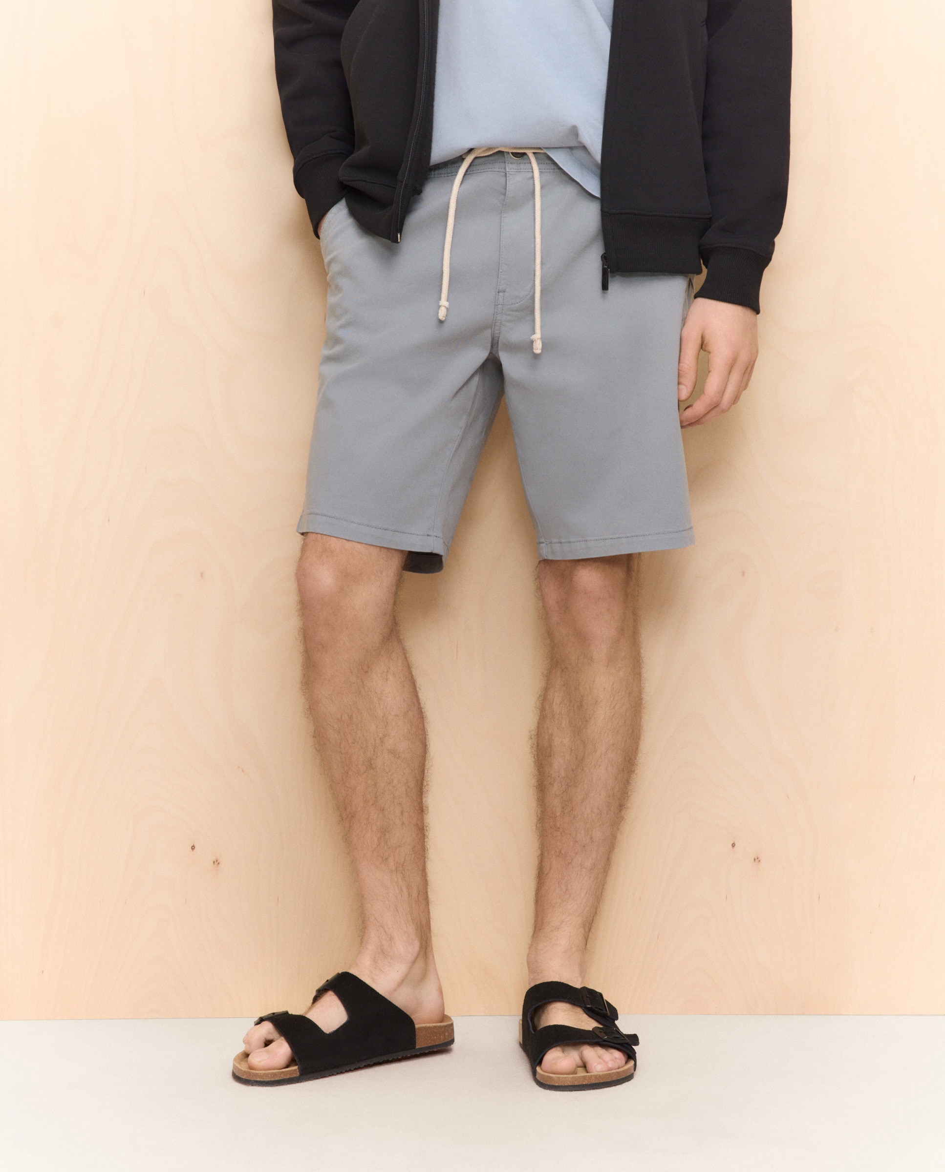 Bermudas de Algodão Stretch com Cordão 471 Índigo-2