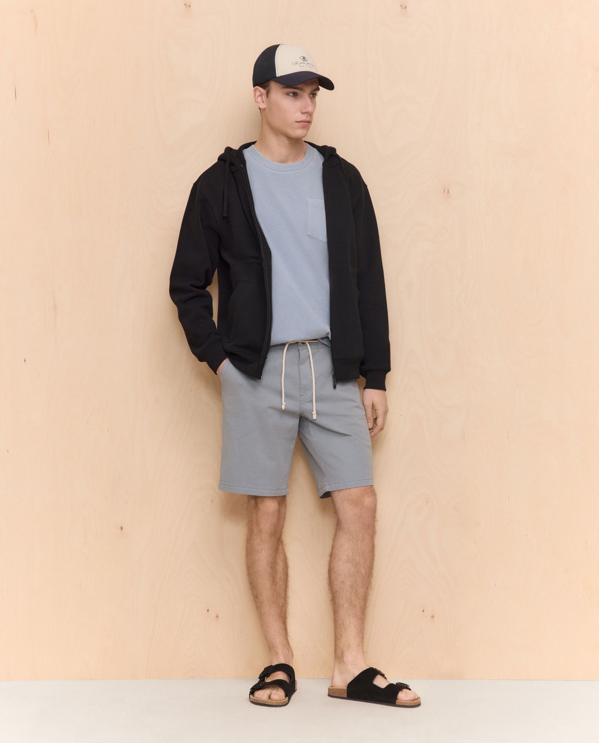 Bermudas de Algodão Stretch com Cordão 471 Índigo-1