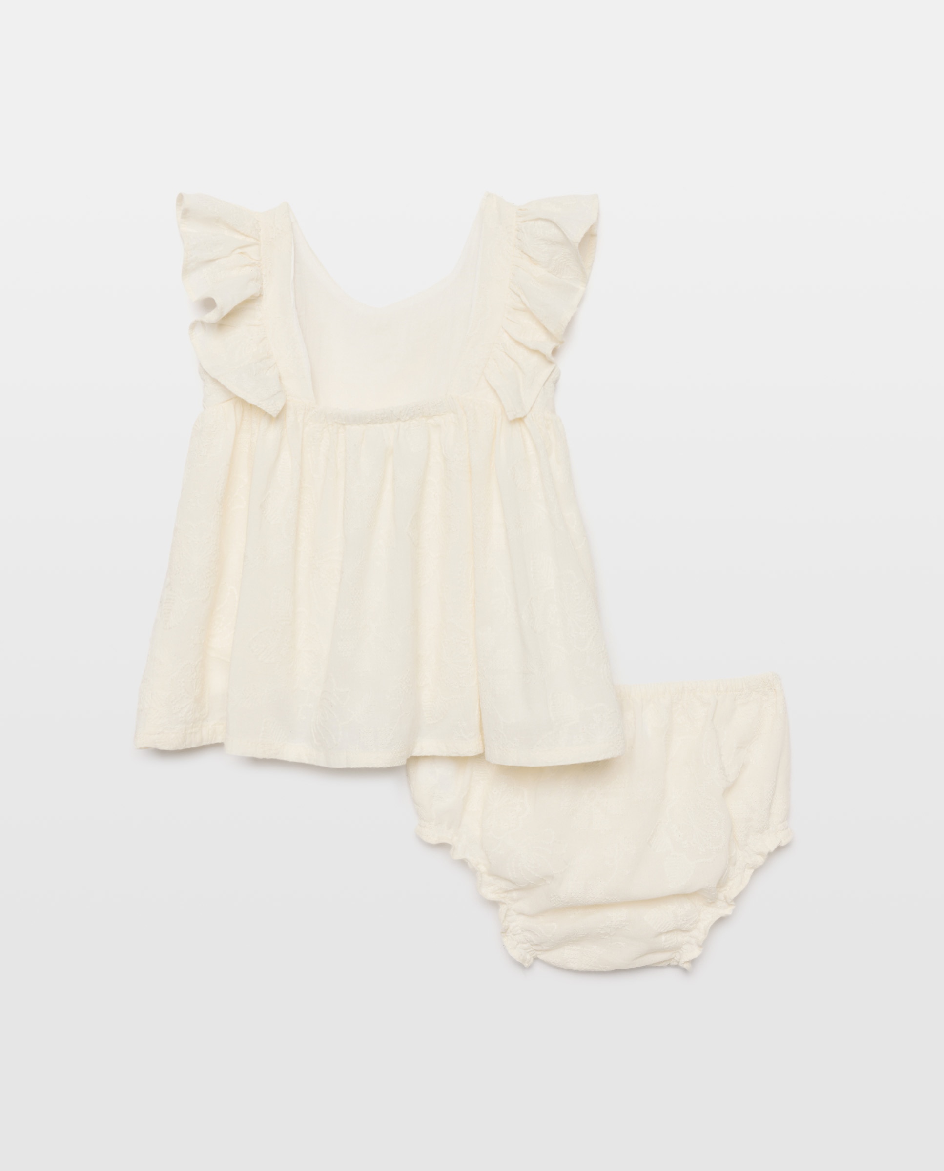 Vestido em Tecido Bordado para Bebé sem Mangas e com Folho Baby El Corte Inglés 120 Cru-2