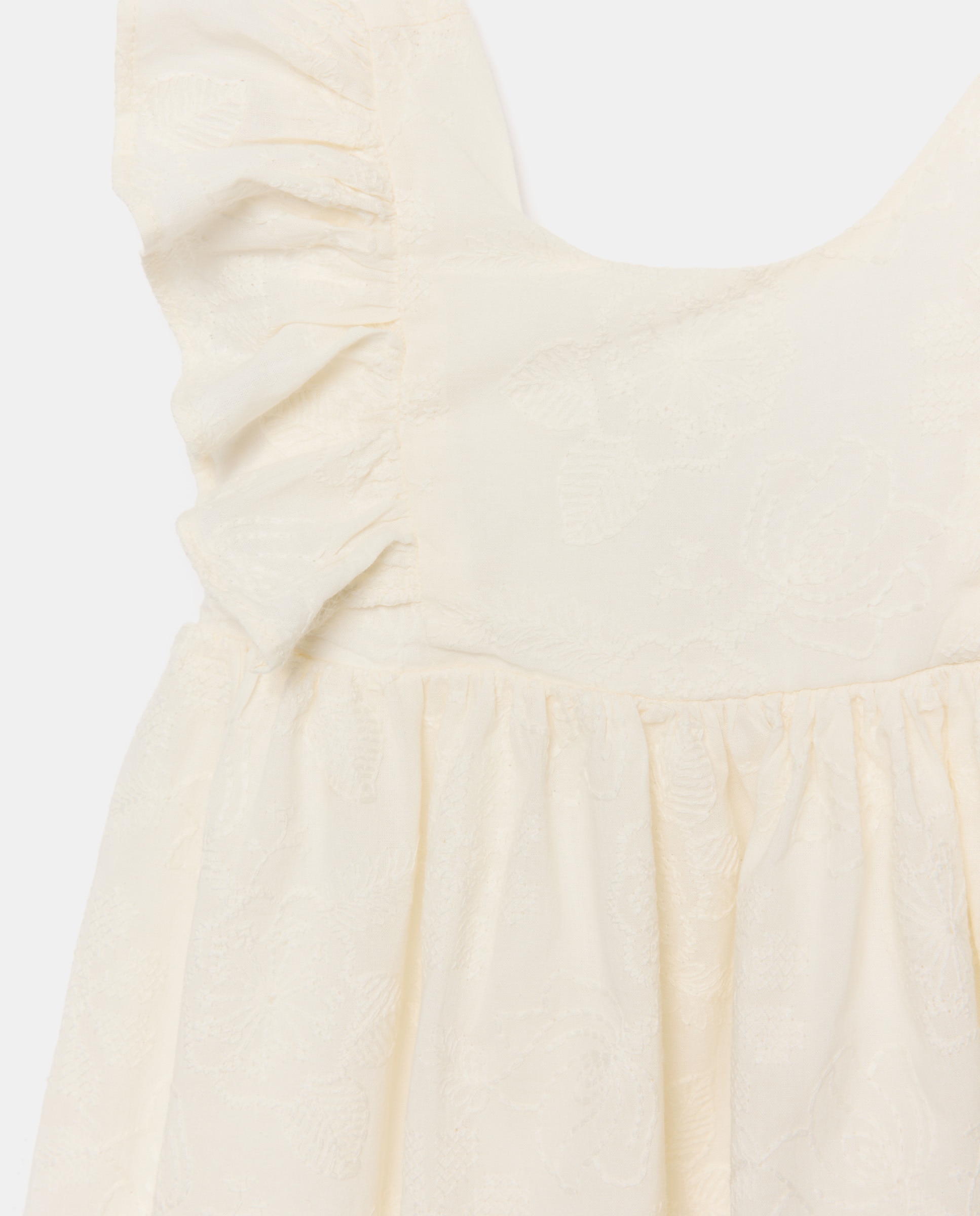 Vestido em Tecido Bordado para Bebé sem Mangas e com Folho Baby El Corte Inglés 120 Cru-3