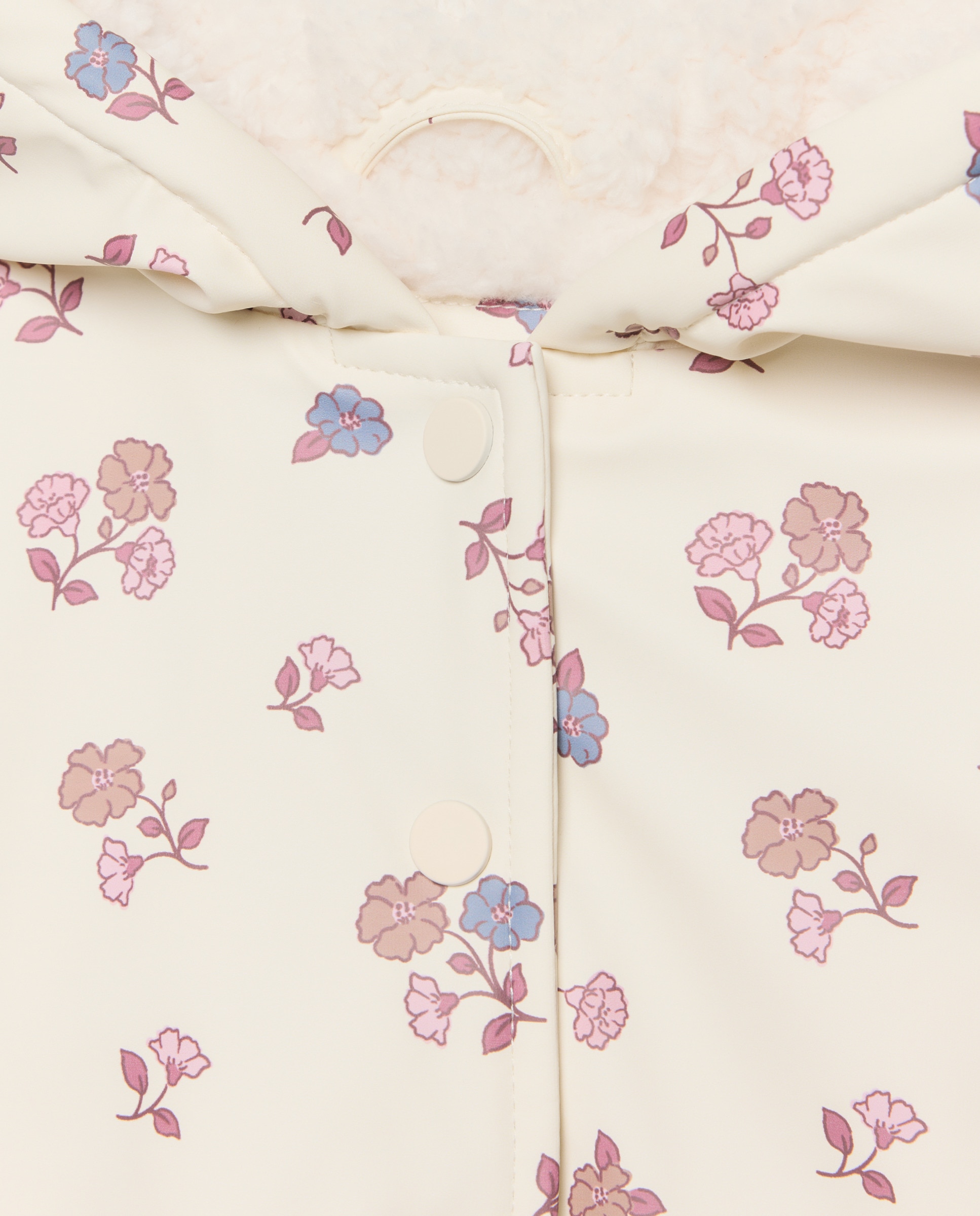 Impermeável de Bebé com Estampado Floral Branco-3