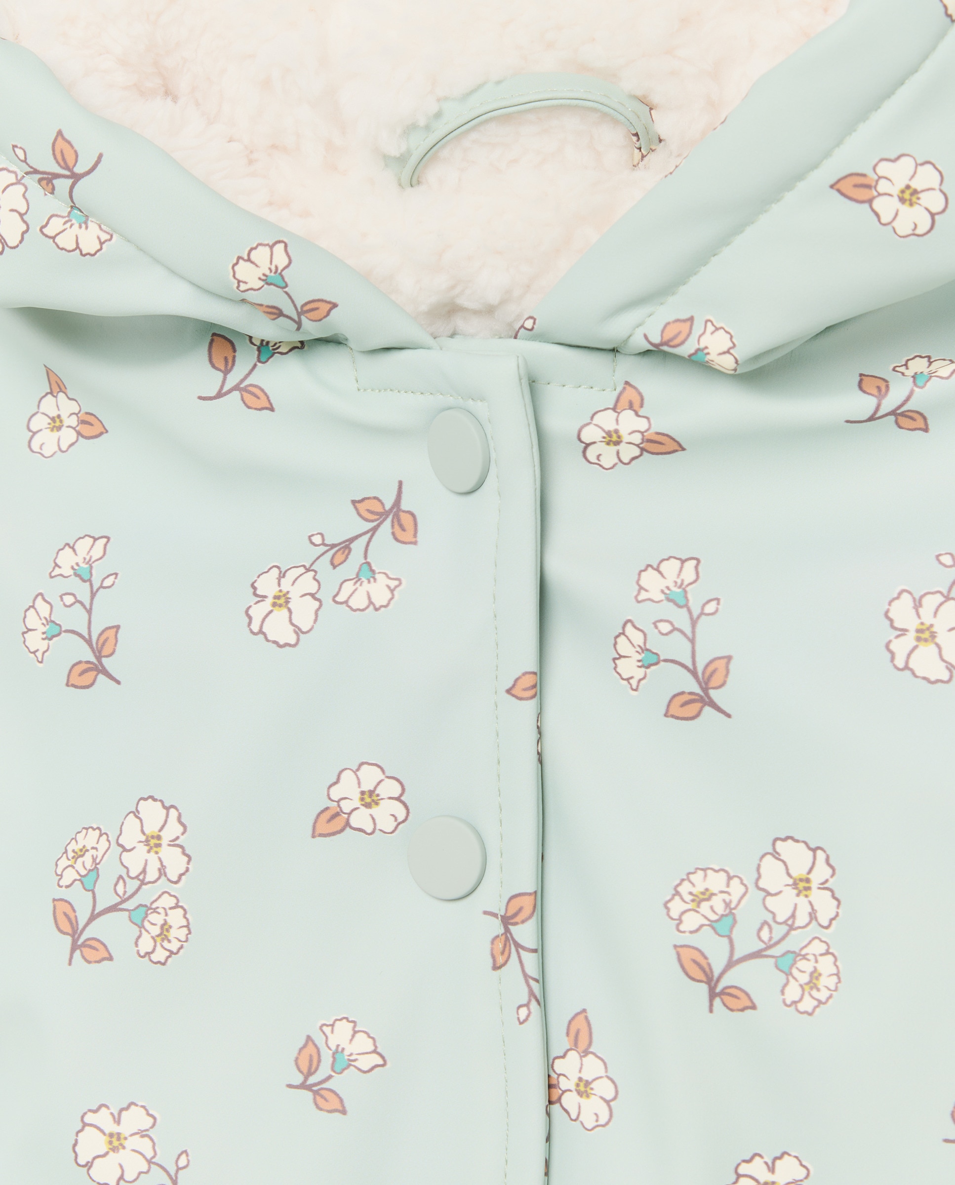 Impermeável de Bebé com Estampado Floral Verde-3