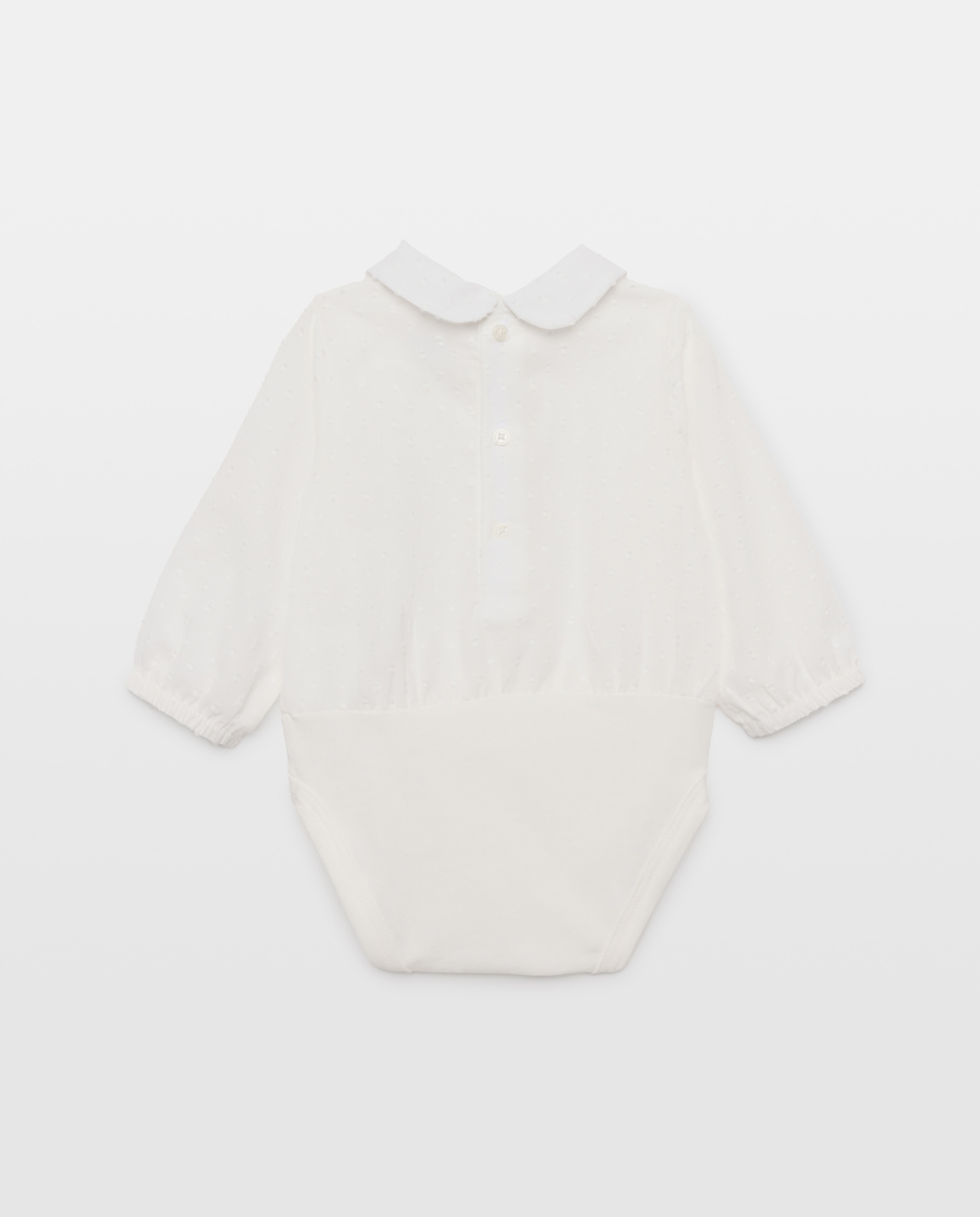 Body de Bebé em Plumetti Liso com Manga Comprida Baby El Corte Inglés Branco-marfim-2