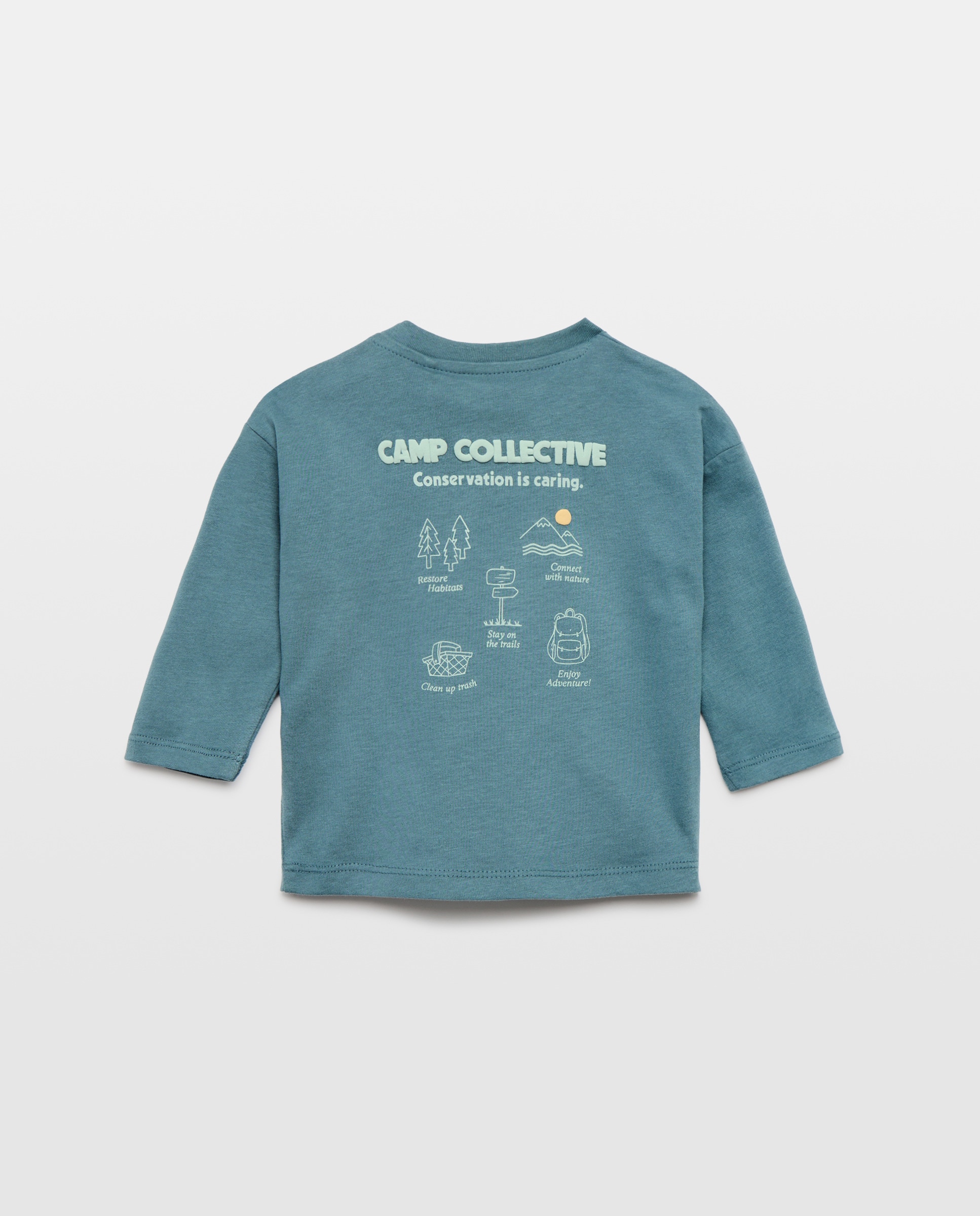 Camiseta de bebé estampada solidaria manga larga Verde Pato-2