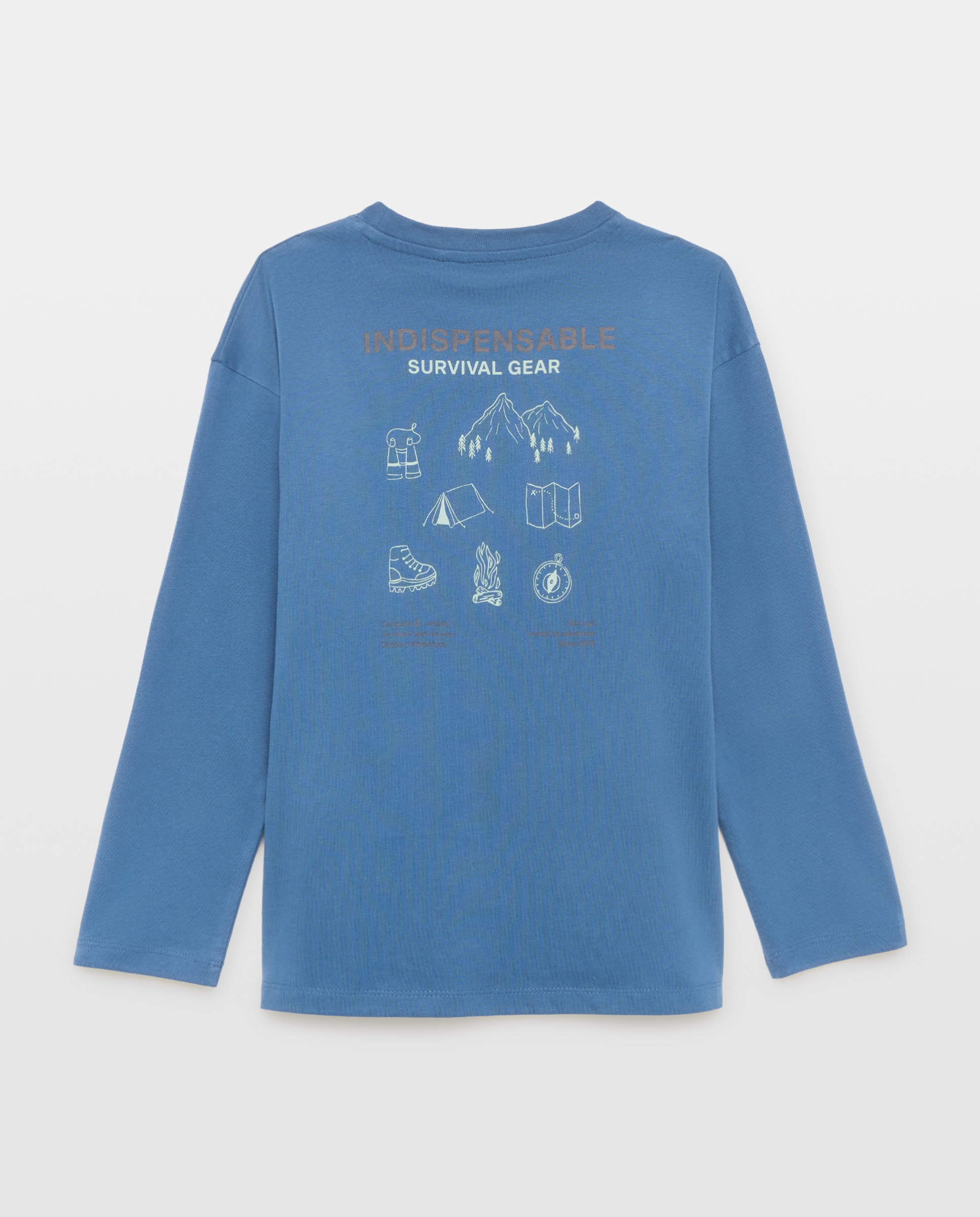 Camiseta de niño estampada solidaria manga larga 430 Azul oscuro-2