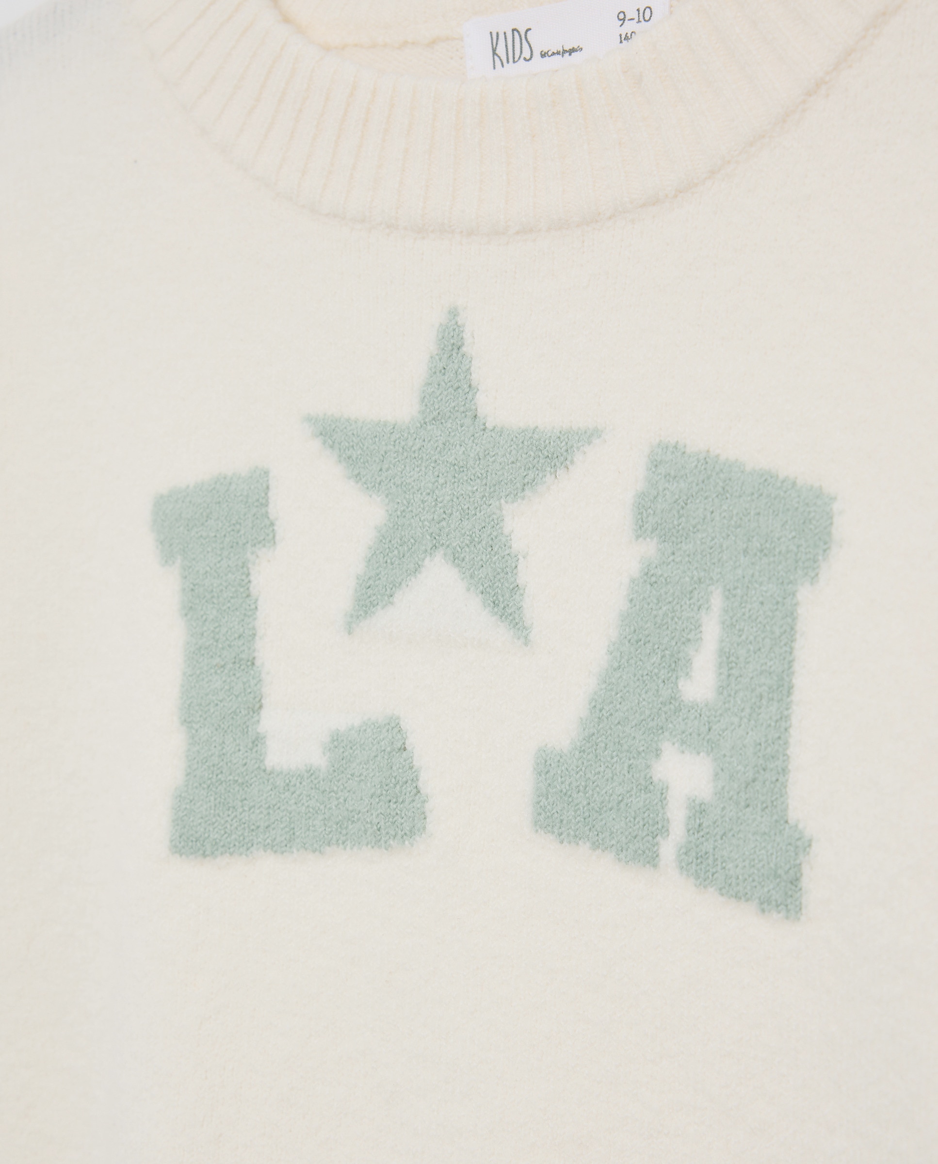 Camisola de Malha de Decote Redondo com Intársia de Texto Varsity e Riscas na Manga Kids El Corte Inglés Branco-2
