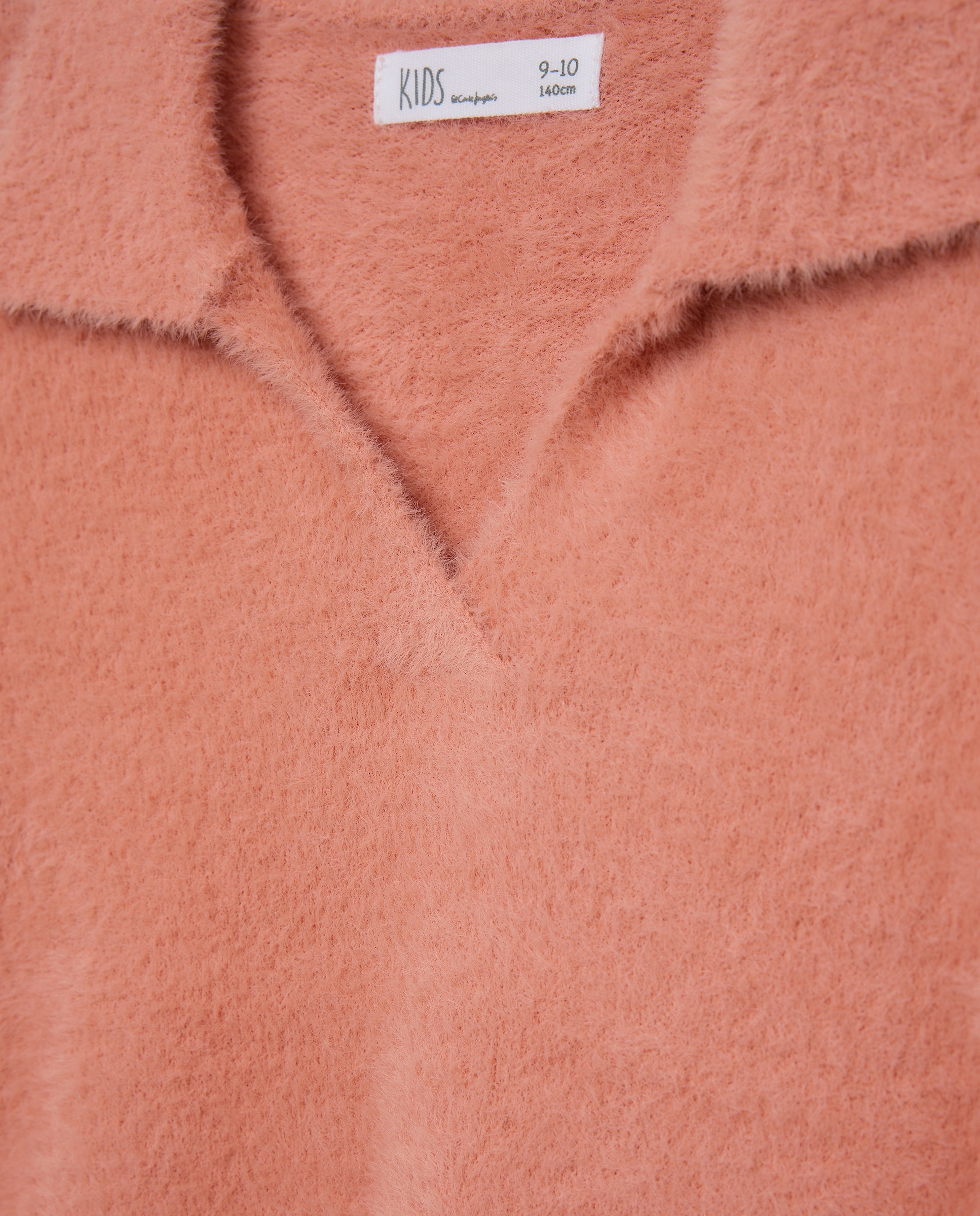Camisola de Malha com Colarinho de Polo de Pelo com Contraste no Punho 650 Pêssego-2