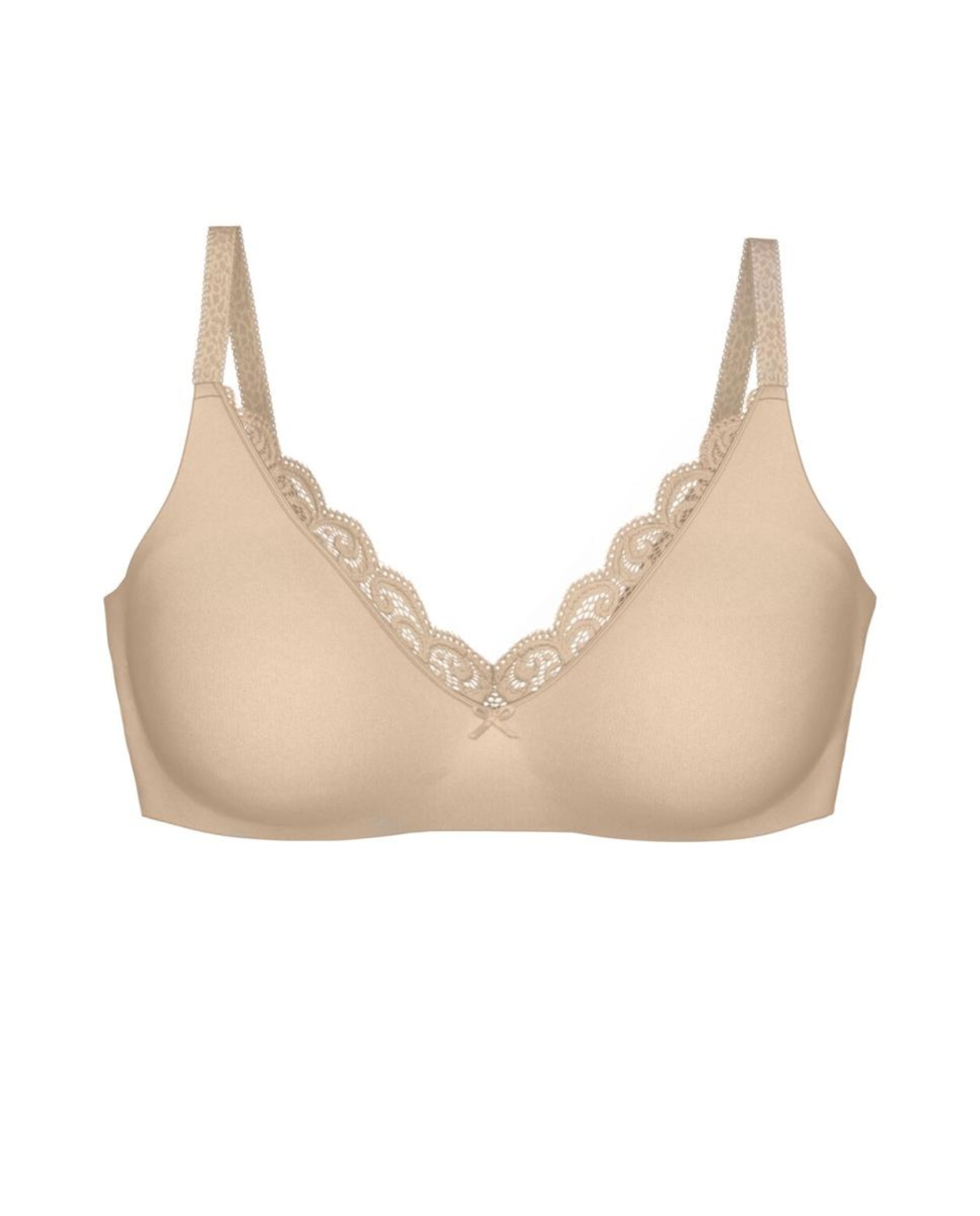 Soutien Redutor sem Aro e com Detalhes de Renda e Jacquard Natural-4