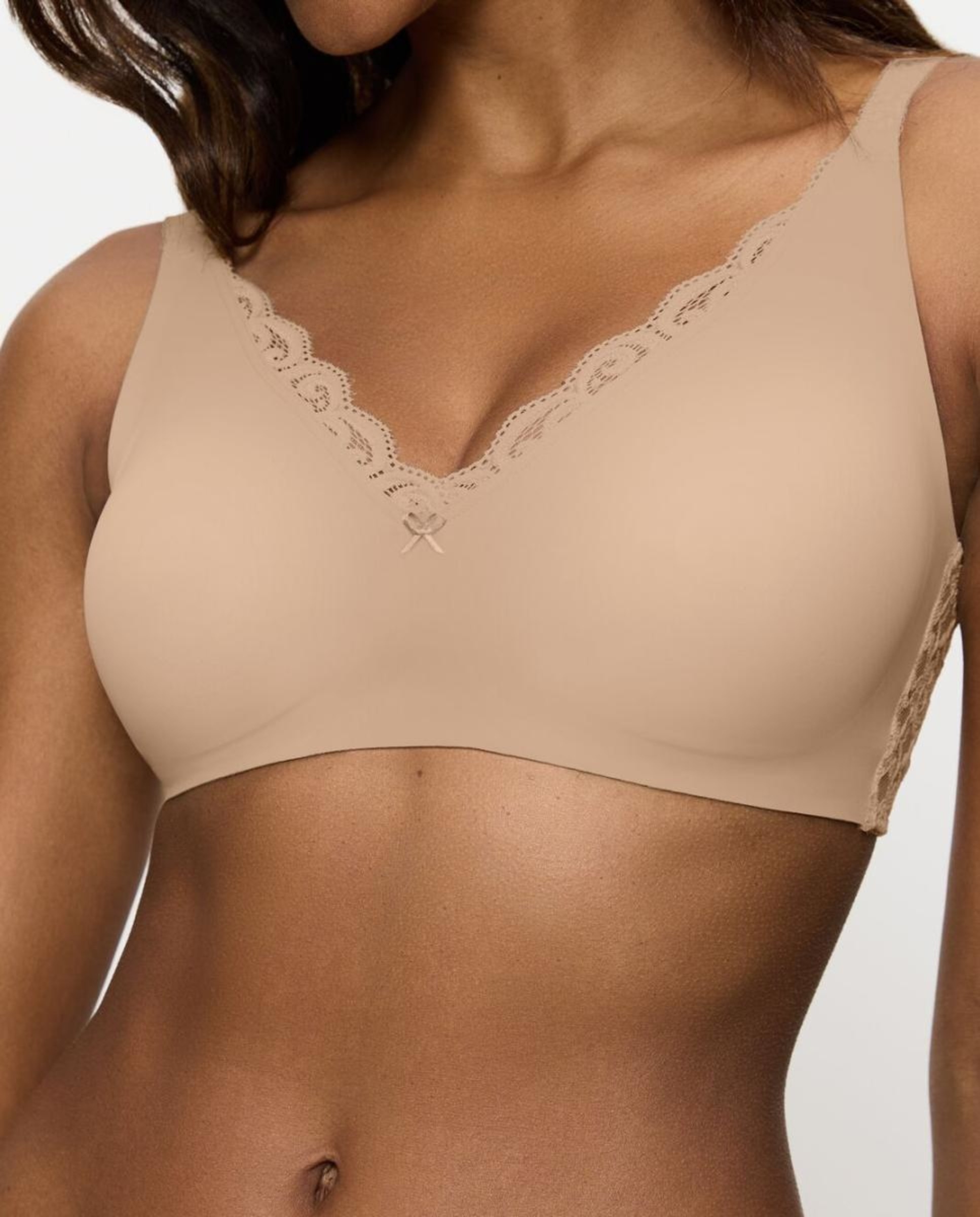 Soutien Redutor sem Aro e com Detalhes de Renda e Jacquard Natural-3