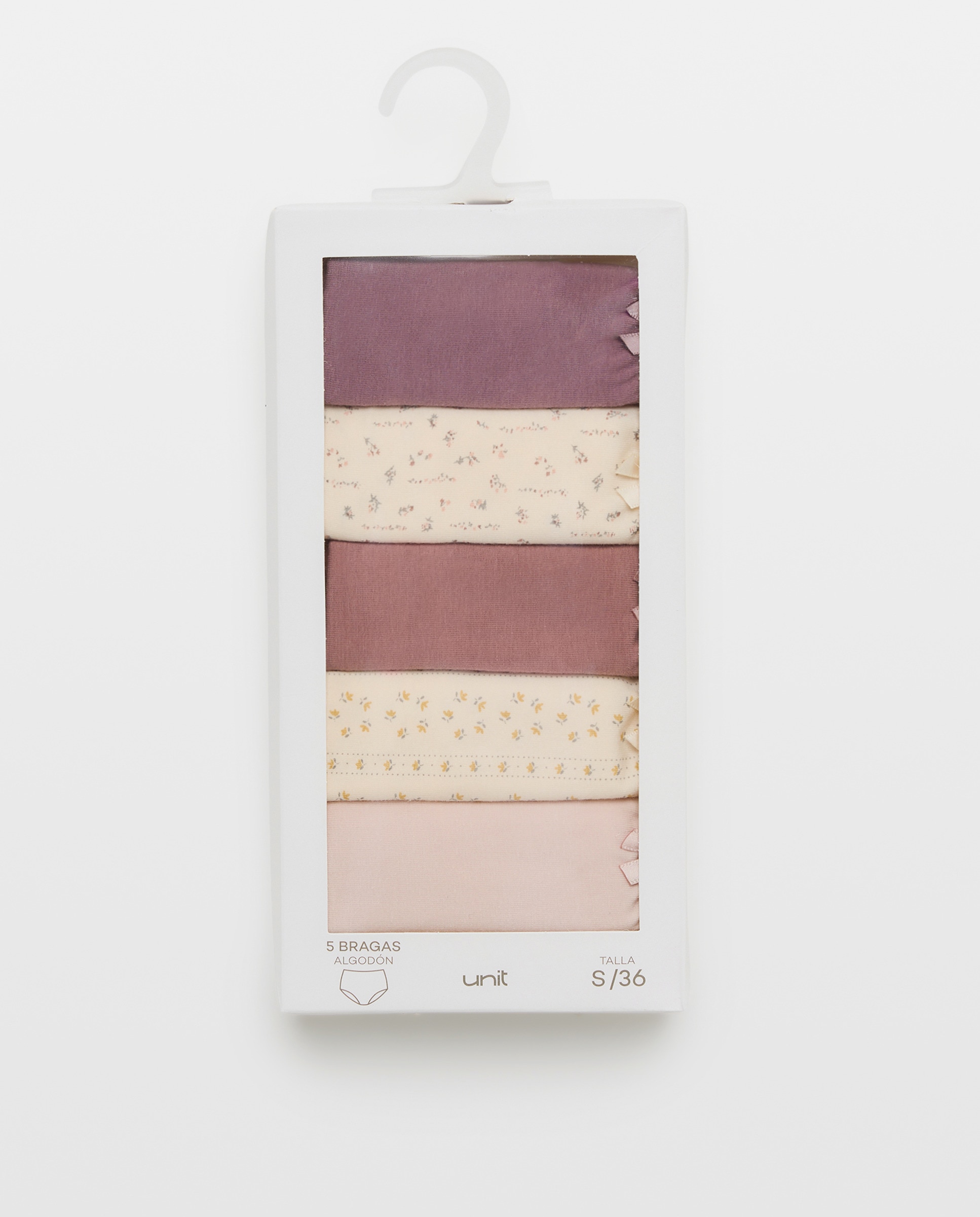 Pack 5 bragas altas de mujer algodón estampados 200 Rosa-6
