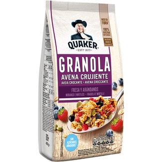 muesli con avena crujiente, fresa y arándanos 100% avena integral envase 400 g sin azúcares añadidos - Quaker