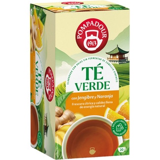 té verde con jengibre y naranja estuche 20 bolsitas - Pompadour