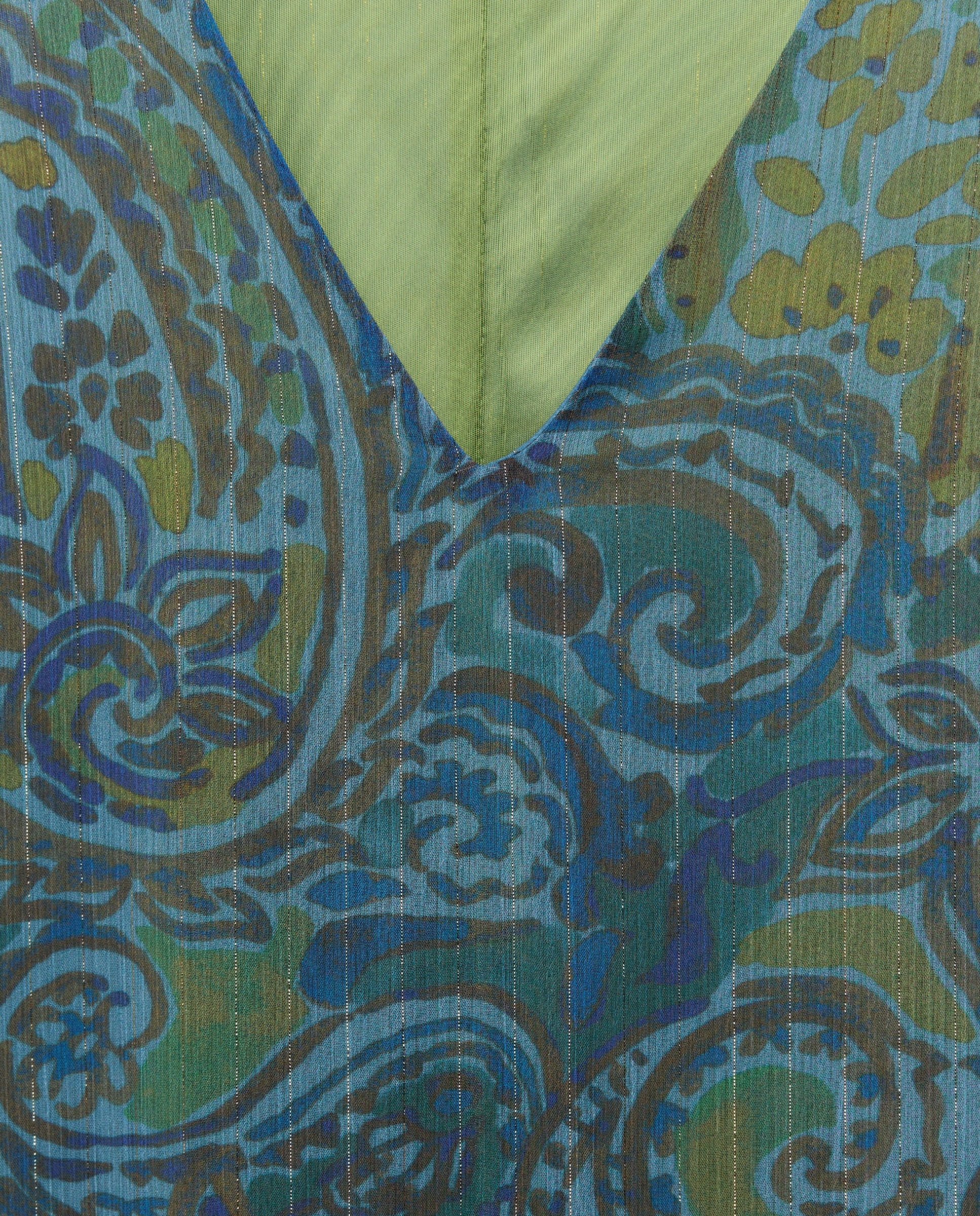 Vestido comprido com folhos Azul-2