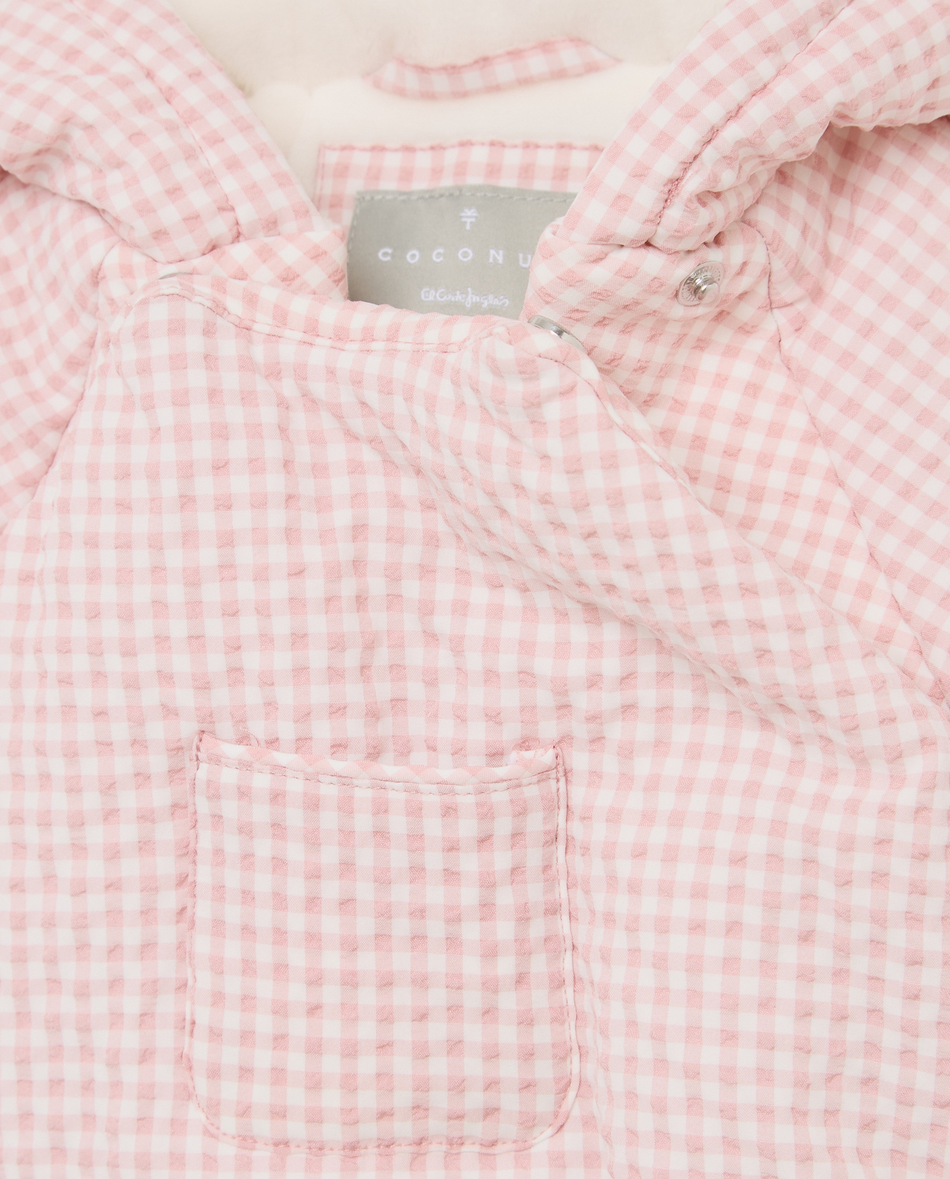 Buzo nylon pie + mano seersucker vichy con bolsillo de bebé - Coconut El Corte Inglés - Rosa Rosa-3