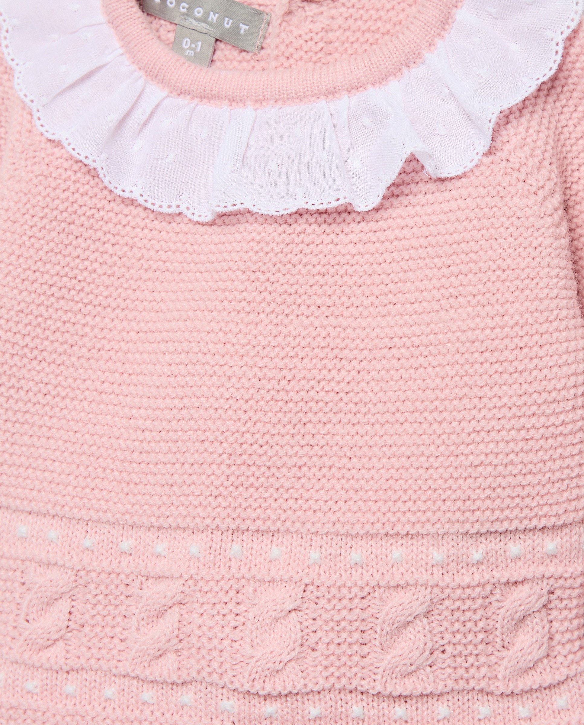 Conjunto Clássico de Bebé com Gola, Manga Comprida, Linhas de Relevos e Malha do Cabo Coconut El Corte Inglés 200 Rosa-4
