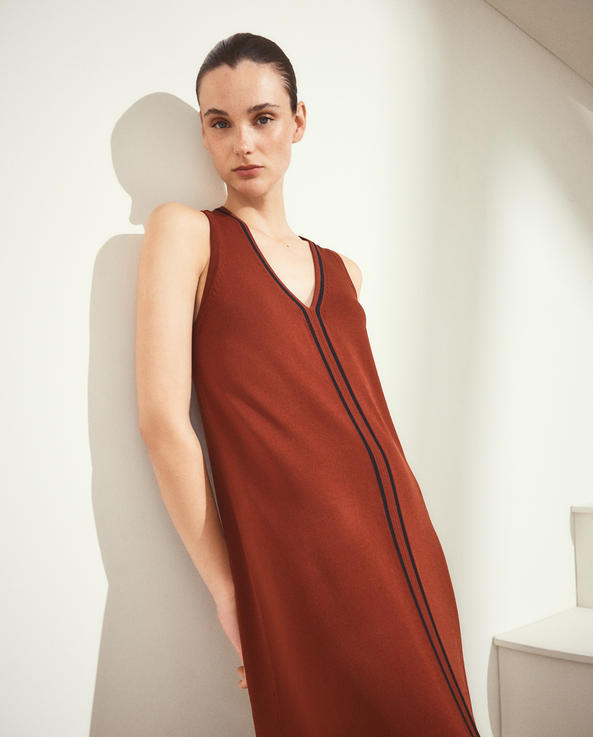 Vestido sin manga tricot largo - Woman El Corte Inglés - 770 Terracota 770 Terracota-2