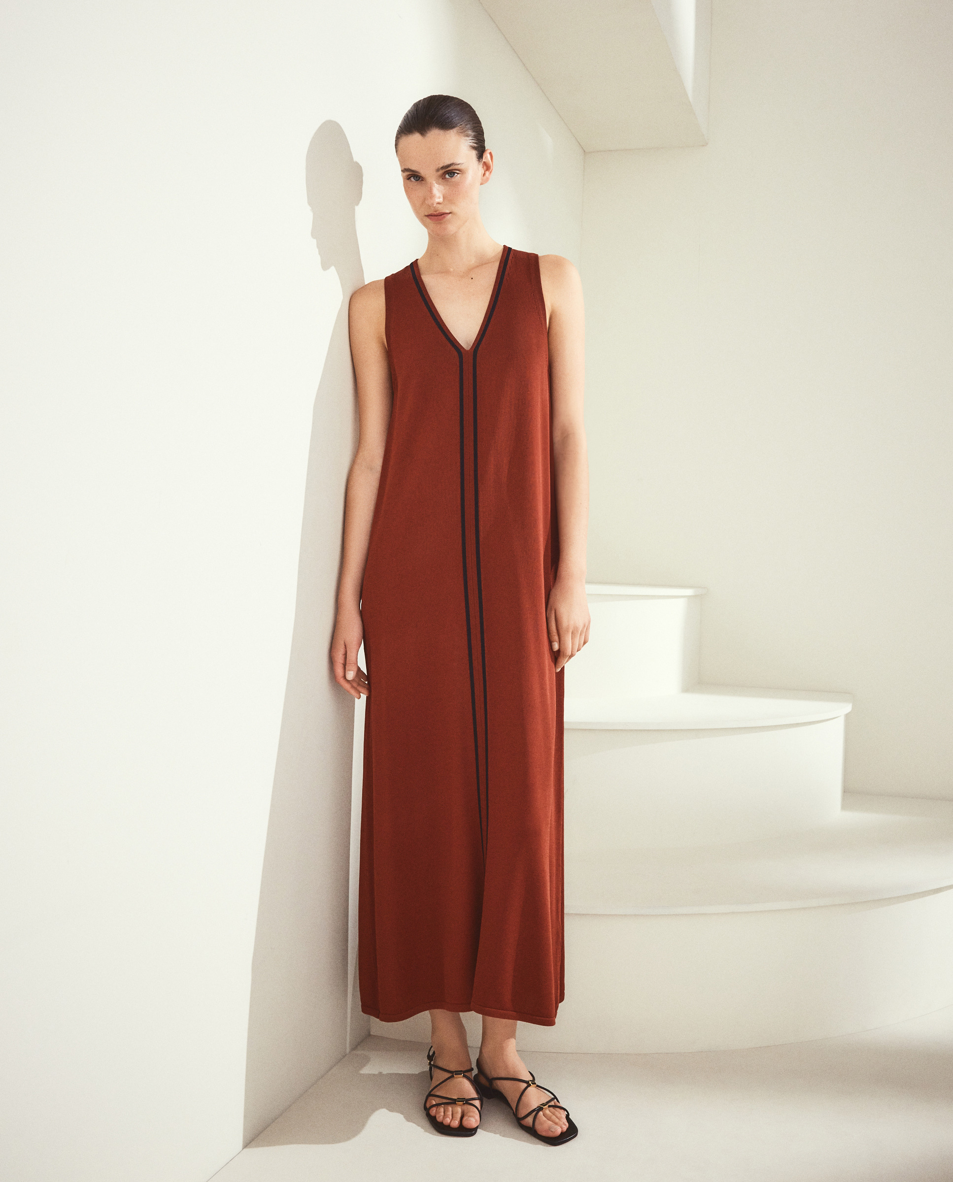 Vestido sin manga tricot largo - Woman El Corte Inglés - 770 Terracota 770 Terracota-1