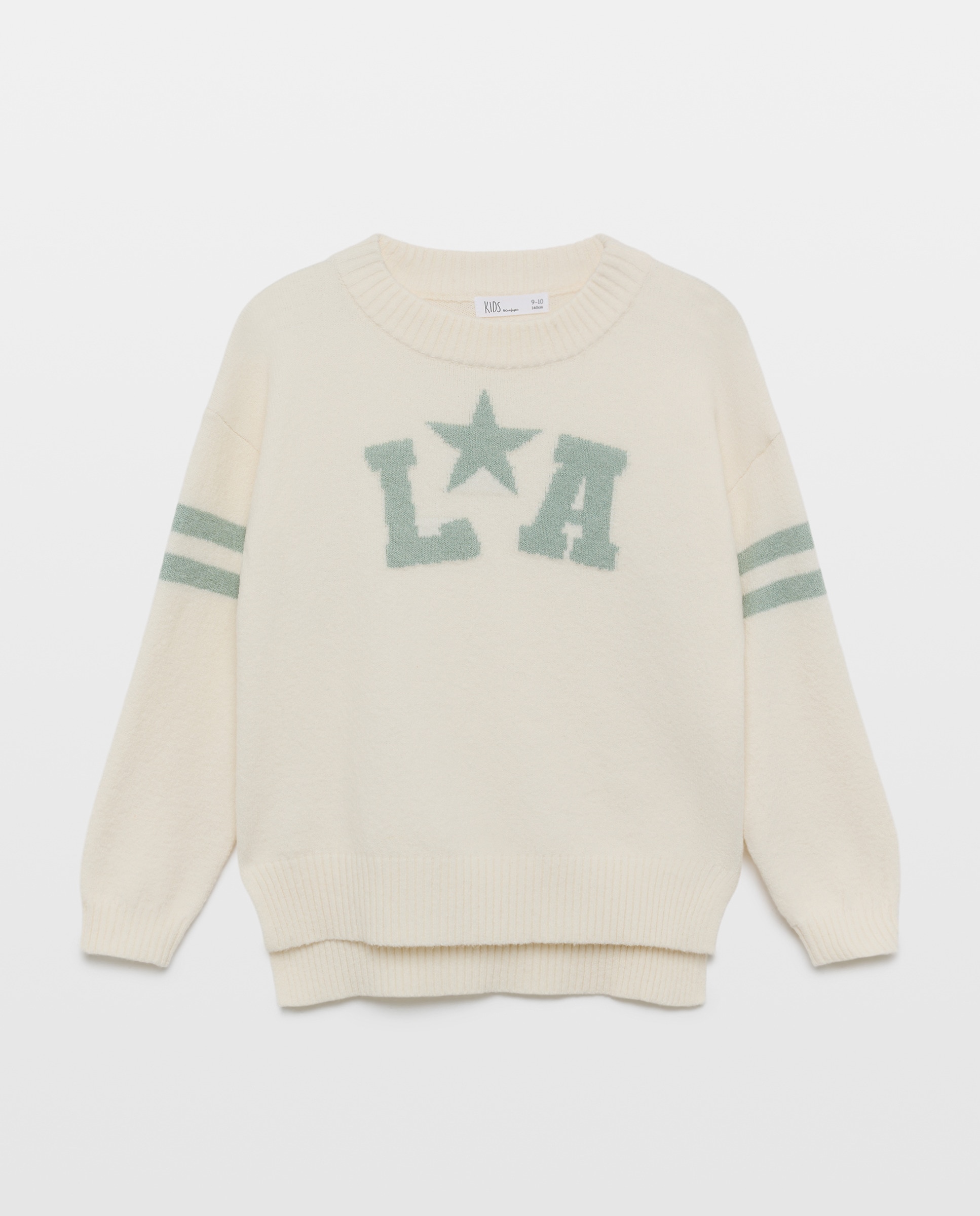 Imagem 0 de Camisola de Malha de Decote Redondo com Intársia de Texto Varsity e Riscas na Manga