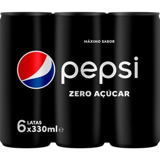 Refrigerante com Gás Zero Açúcar Pack 6 unidades lata 33 cl - Pepsi