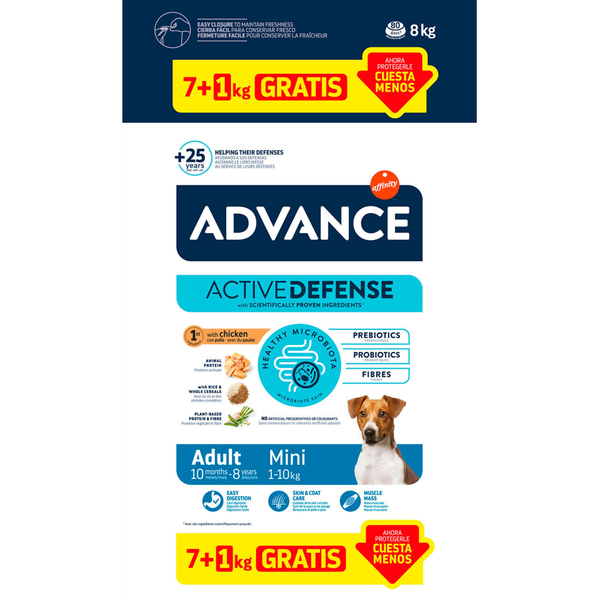 Ração Para Cão Advance Mini Adulto Frango 7+1kg embalagem 8 kg