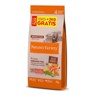 Ração para Cão Medio Adulto Salmão 10+2KG embalagem 12 kg - Natures Variety
