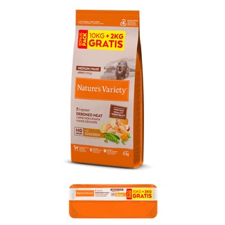 Ração para Cão Médio Adulto Frango 10+2KG embalagem 12 g - Natures Variety