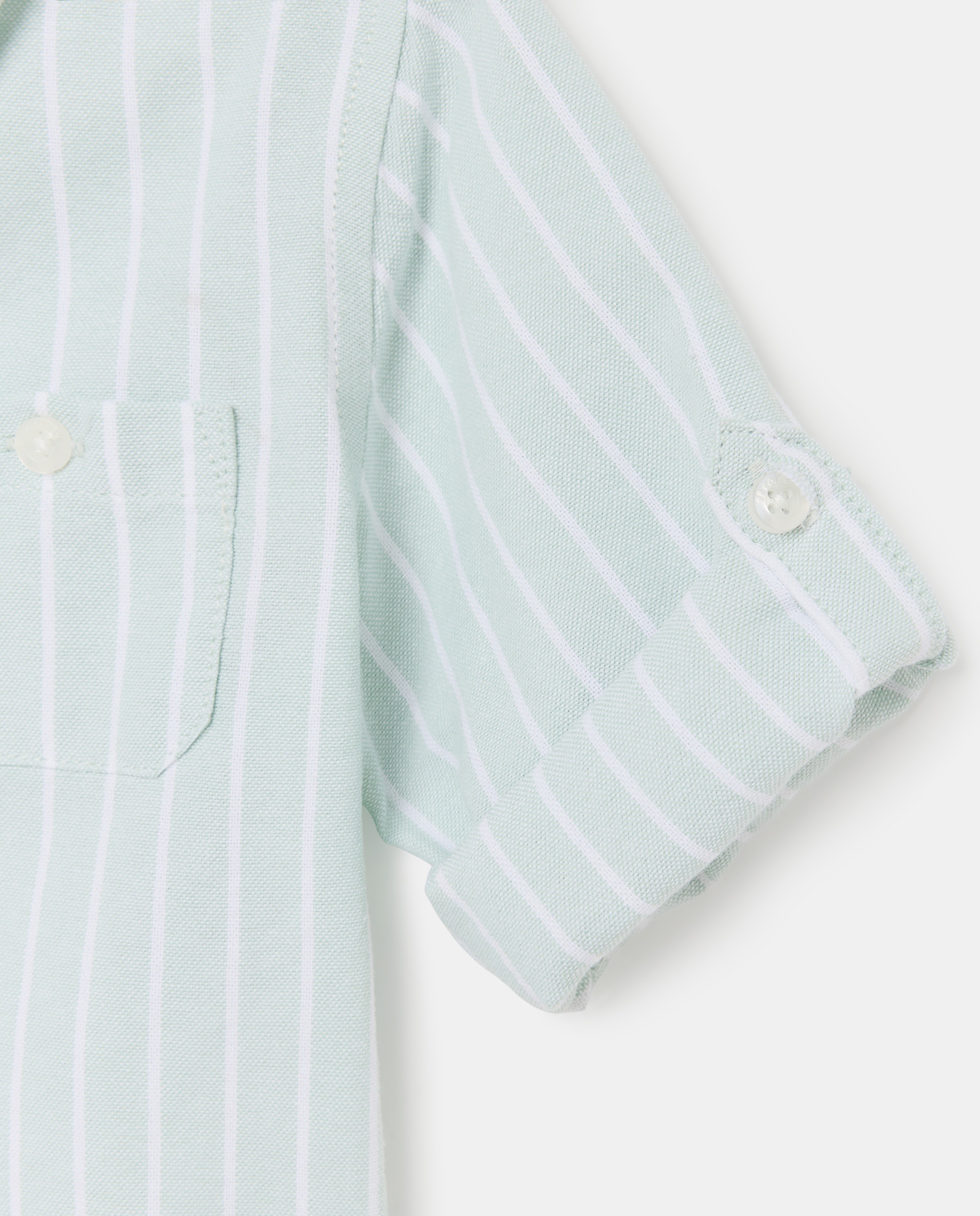 Camisa Oxford de Bebé às Riscas com Manga Comprida Verde-3