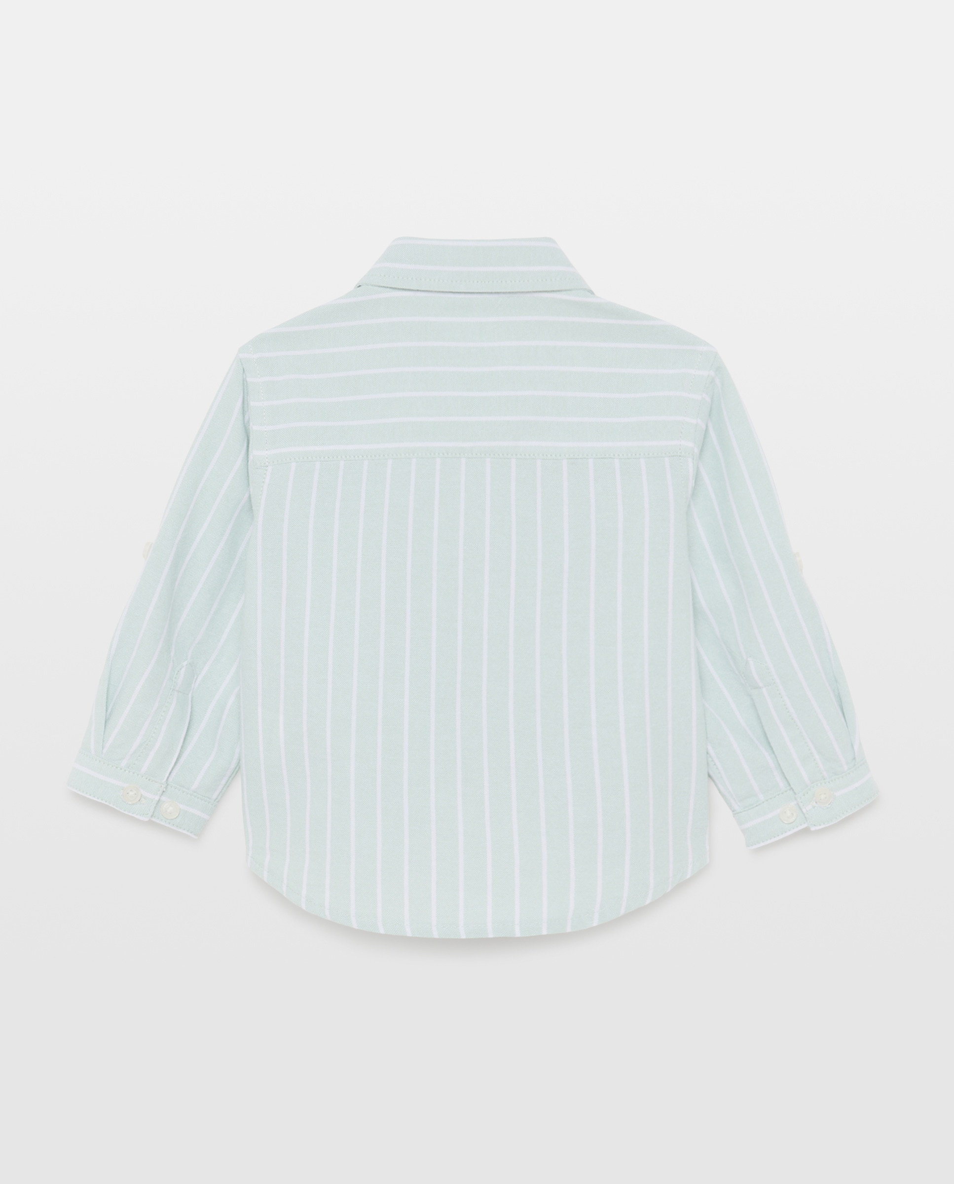 Camisa Oxford de Bebé às Riscas com Manga Comprida Verde-2
