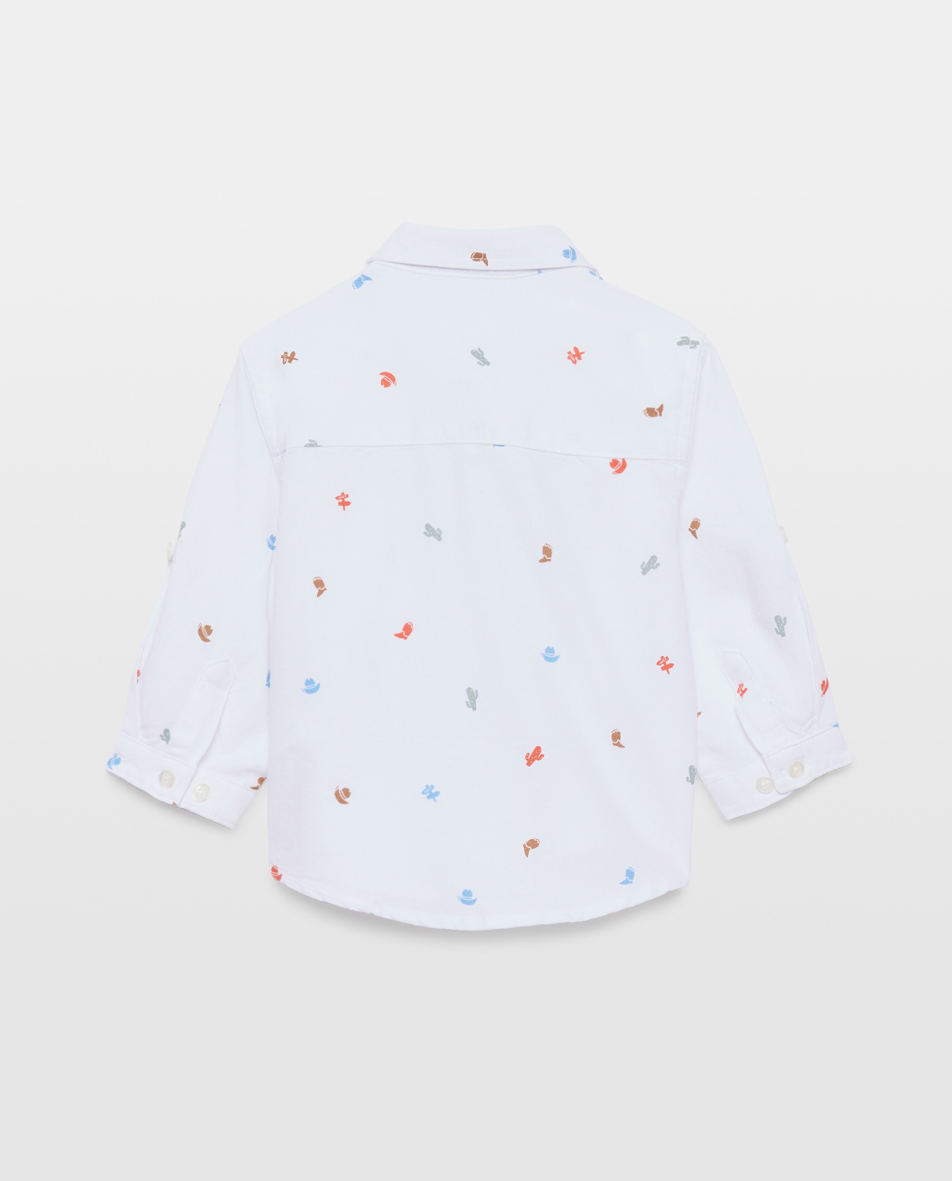 Camisa de bebé oxford all over print y manga larga - Baby El Corte Inglés - Blanco Blanco-2
