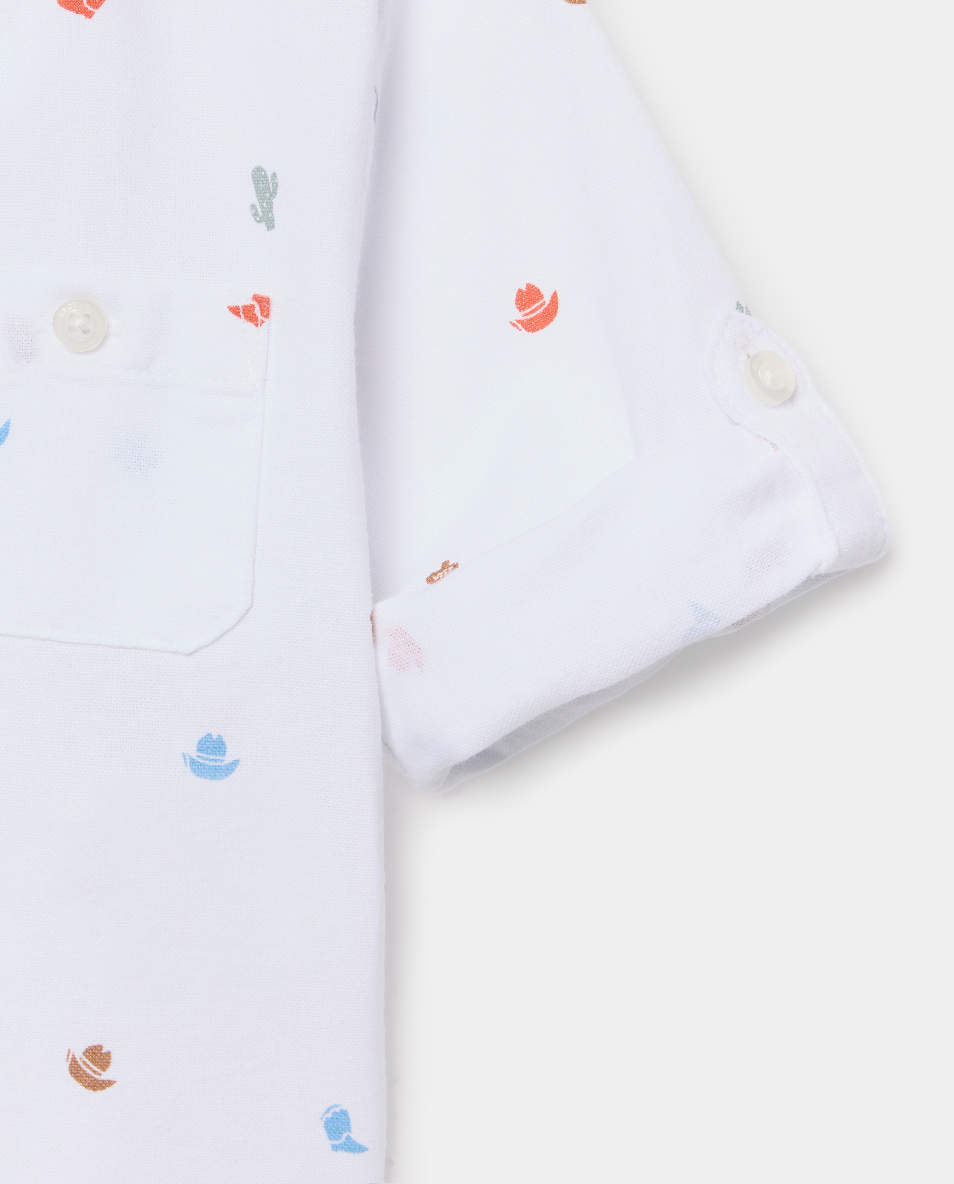 Camisa de bebé oxford all over print y manga larga - Baby El Corte Inglés - Blanco Blanco-3