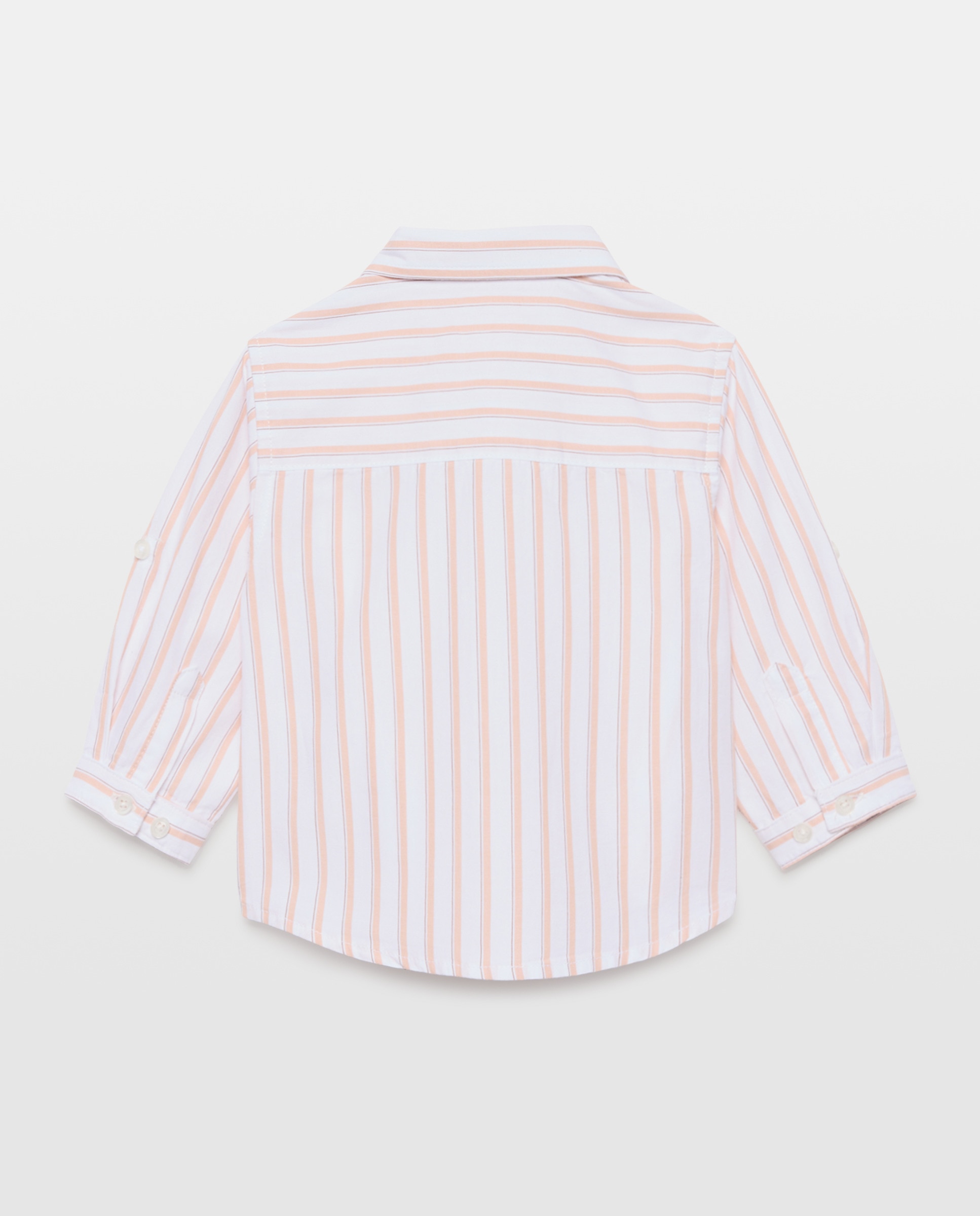 Camisa de Bebé em Popelina às Riscas com Manga Comprida Vermelho-2