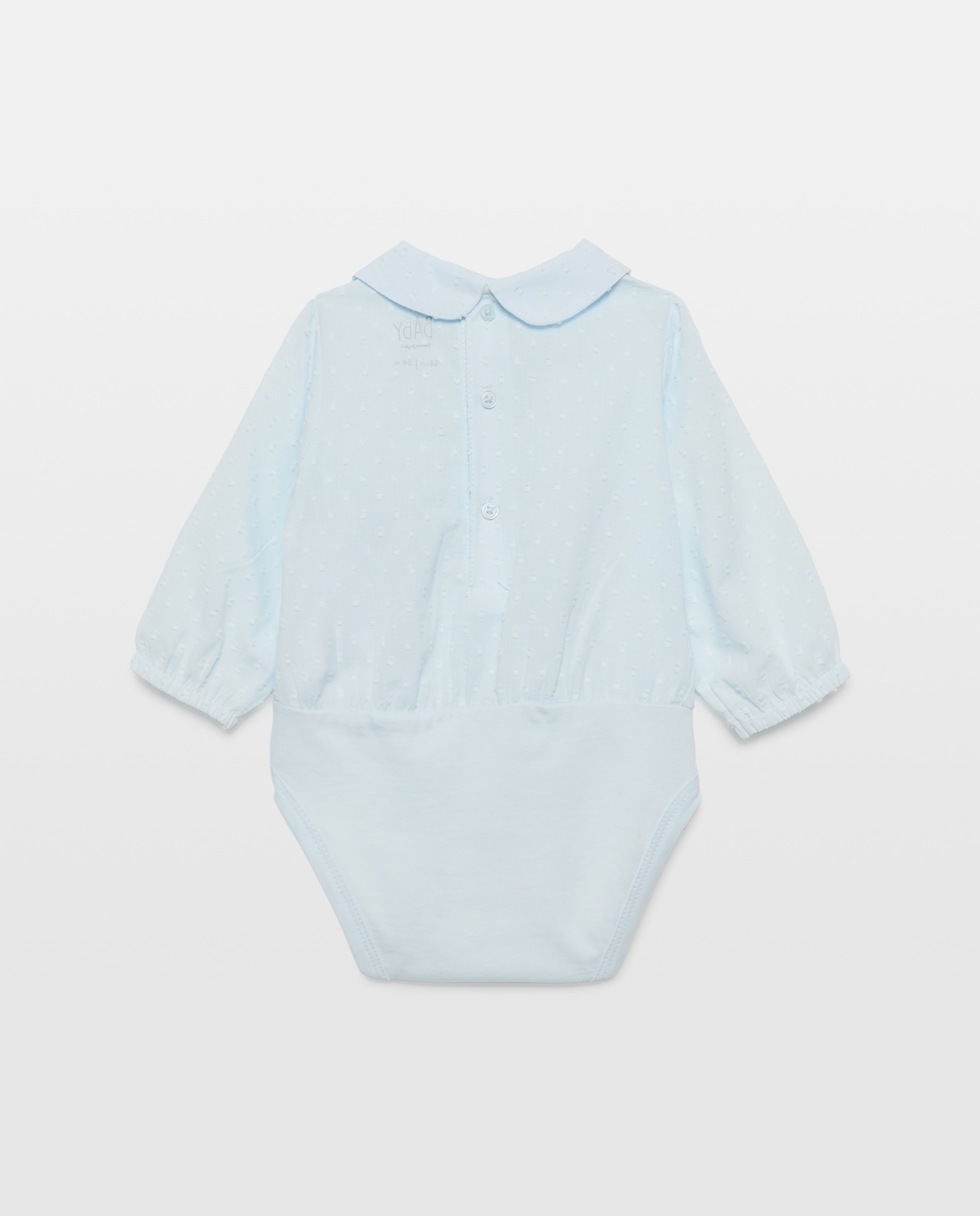 Body de Bebé em Plumetti Liso com Manga Comprida Baby El Corte Inglés 410 Azul Claro-2