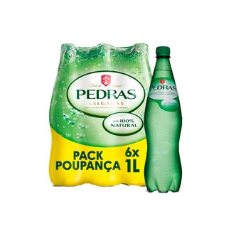 Salgadas Água com Gás 6 unidades garrafa 1 L - Pedras