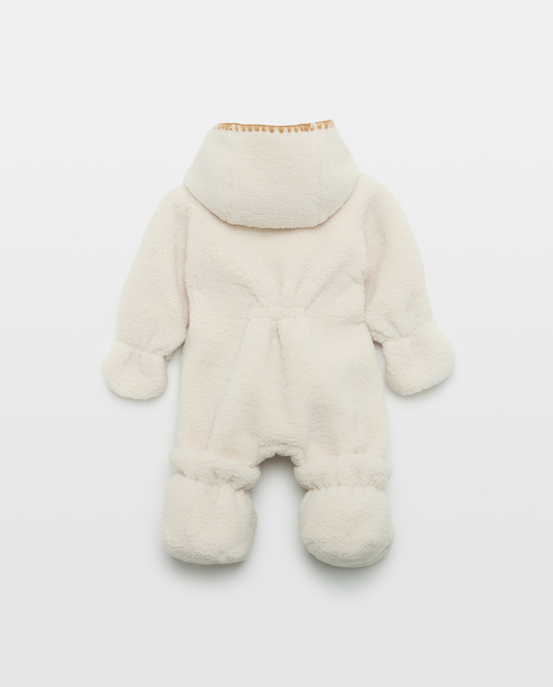 Babygrow de Bebé Pés + Mãos com Pelo de Borrego e Acabamento de Manta Coconut El Corte Inglés Rice Paper-2