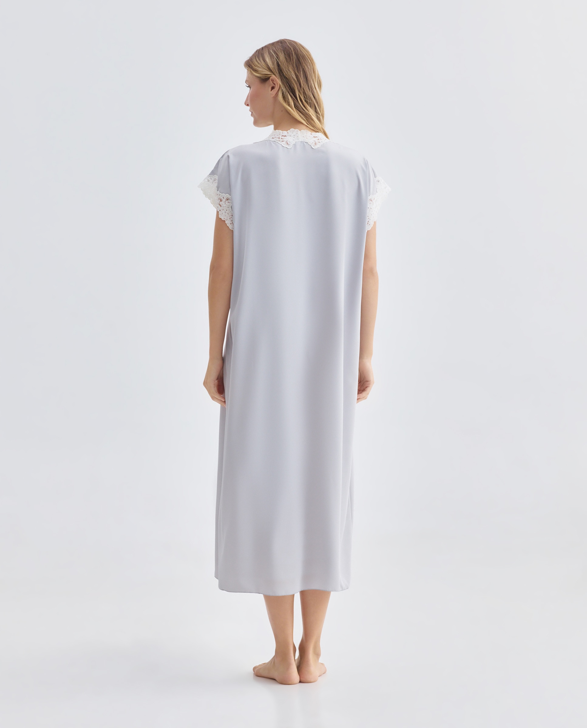 Camisa de Dormir Midi Cinzento-2