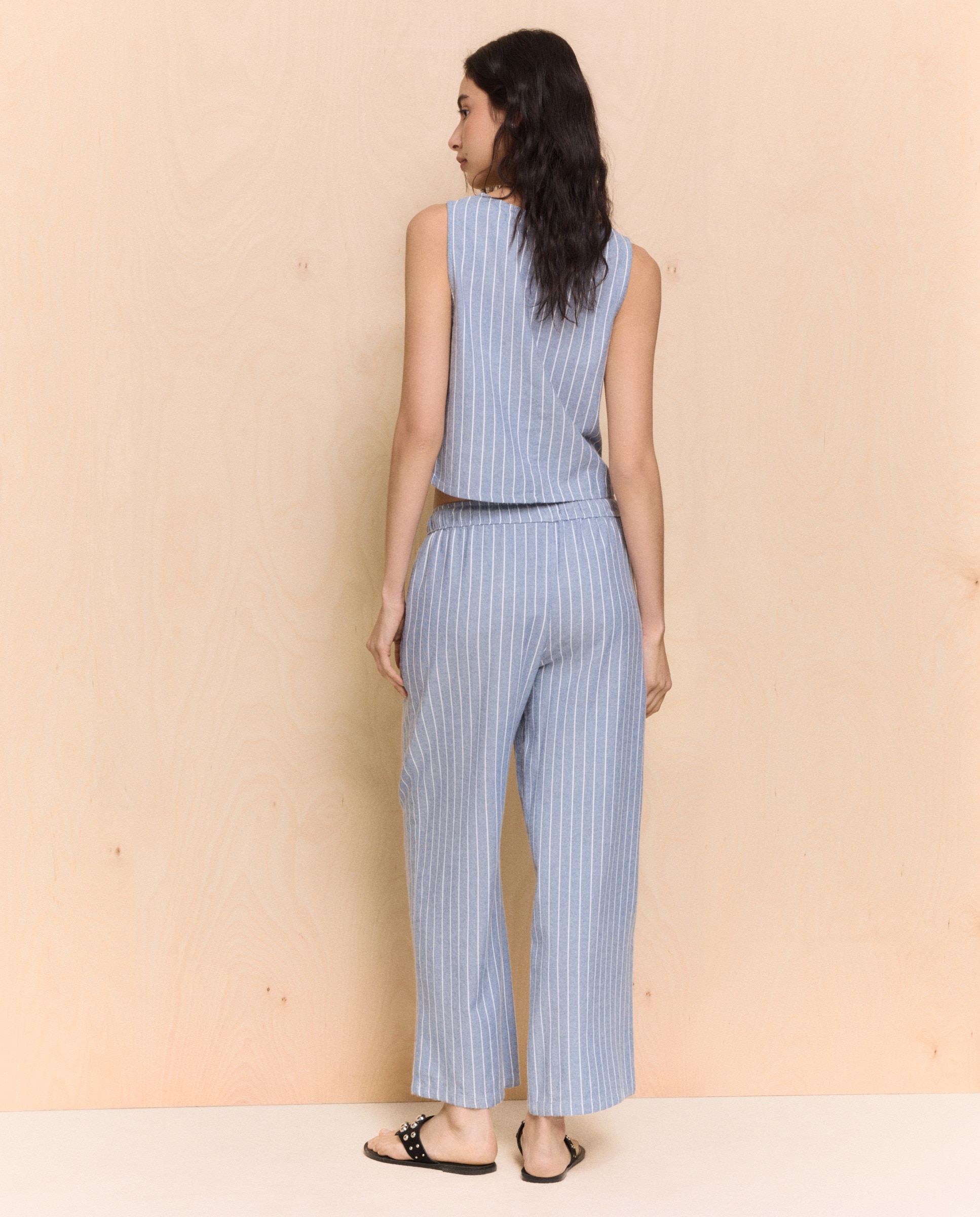 Jeans Ligeiras Tipo Culotte Azul-3