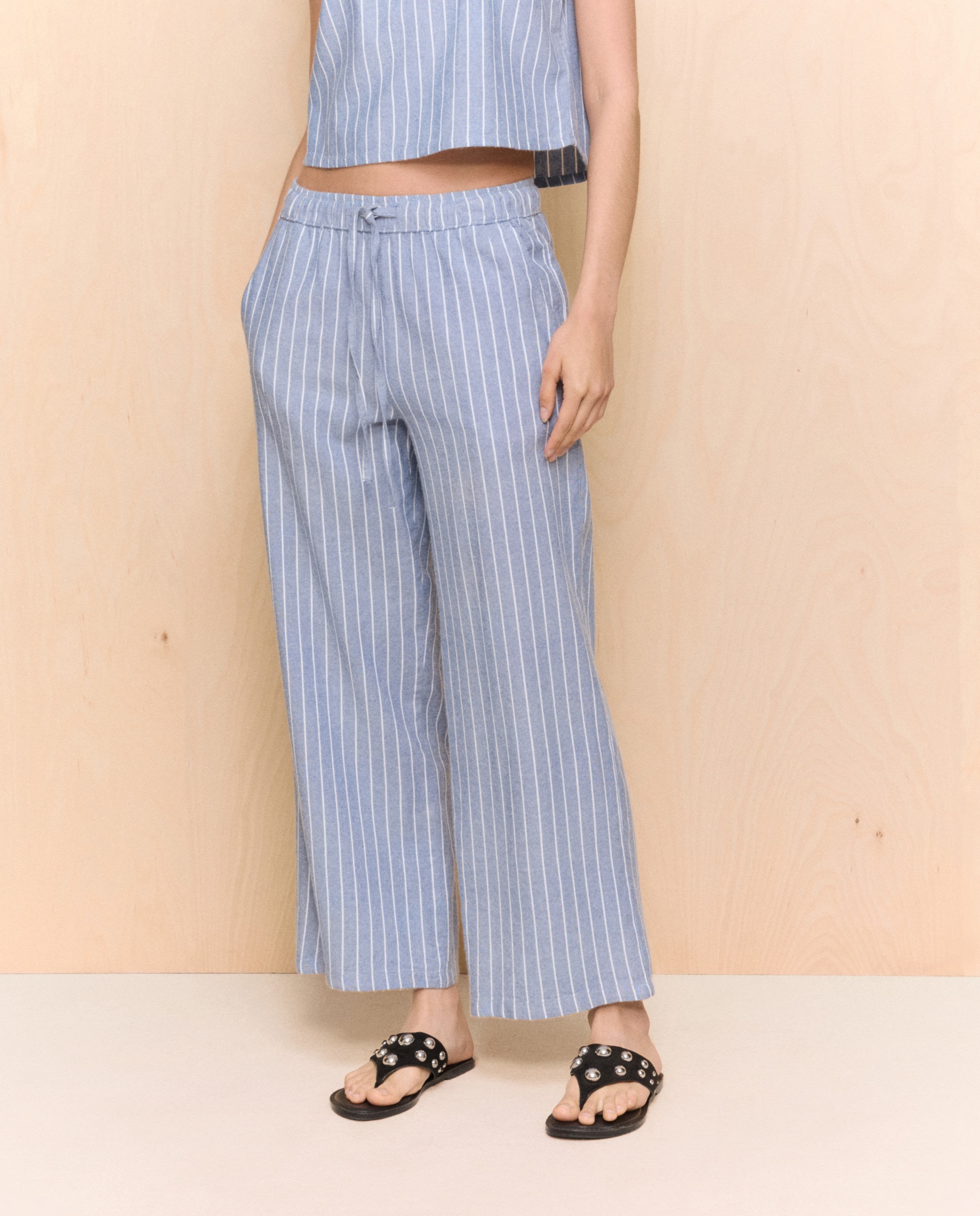 Jeans Ligeiras Tipo Culotte Azul-2