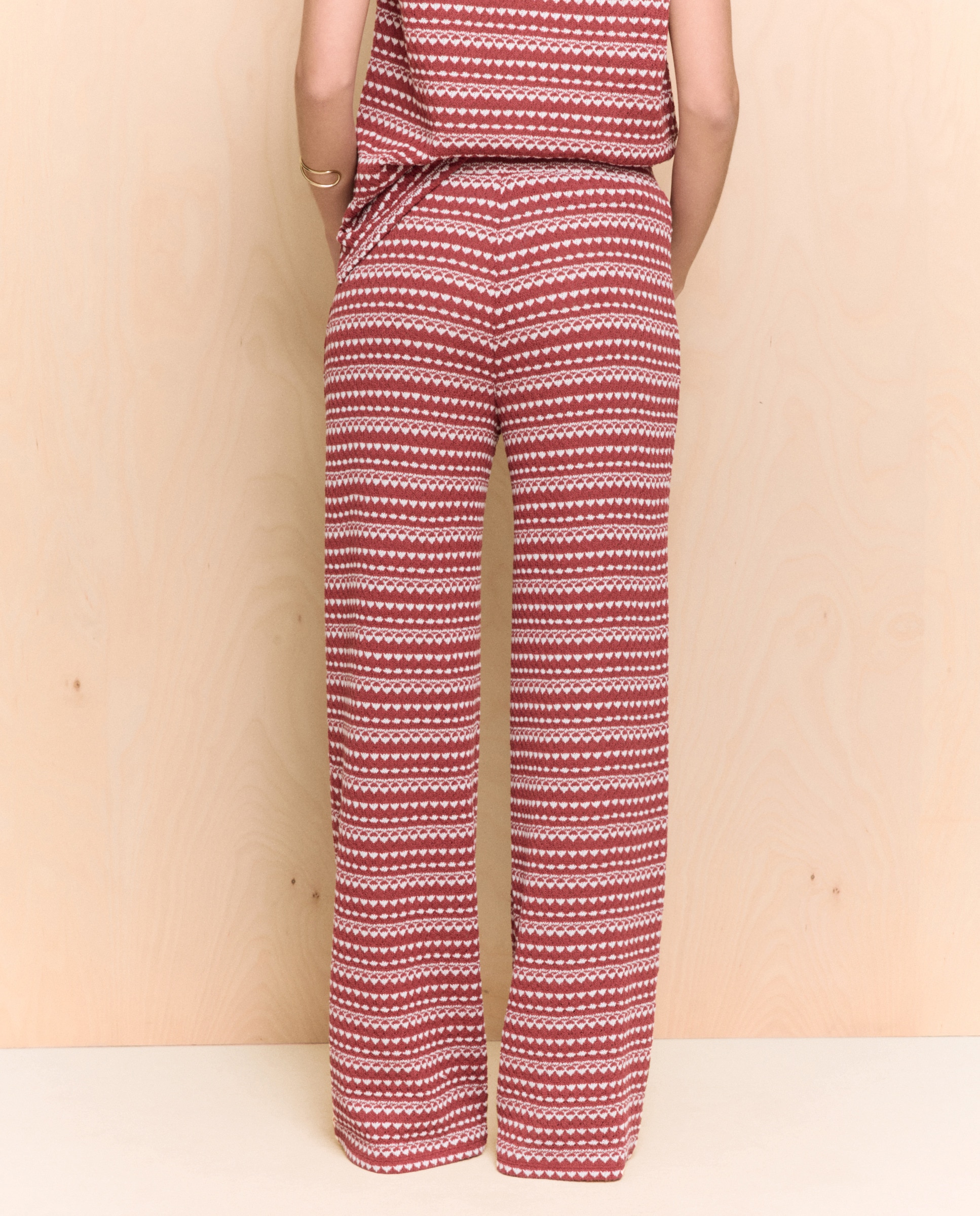 Calças Total Look de Crochet Vermelho-3