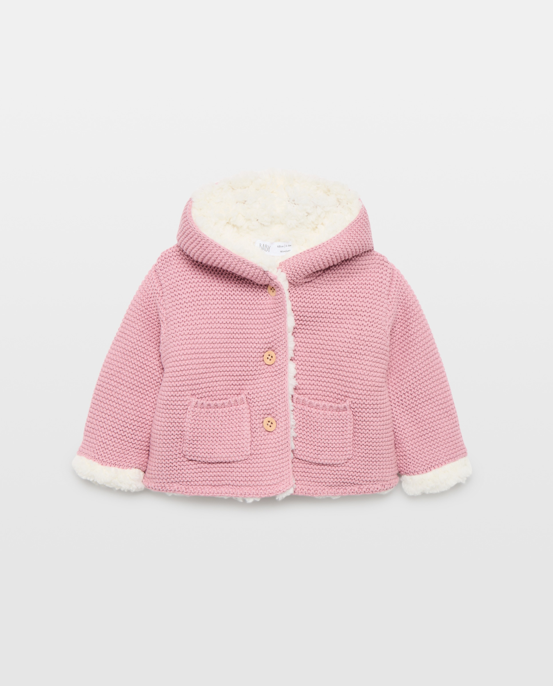 Imagen 0 de Chaqueta tricot forrada borreguito de bebé Blanco roto