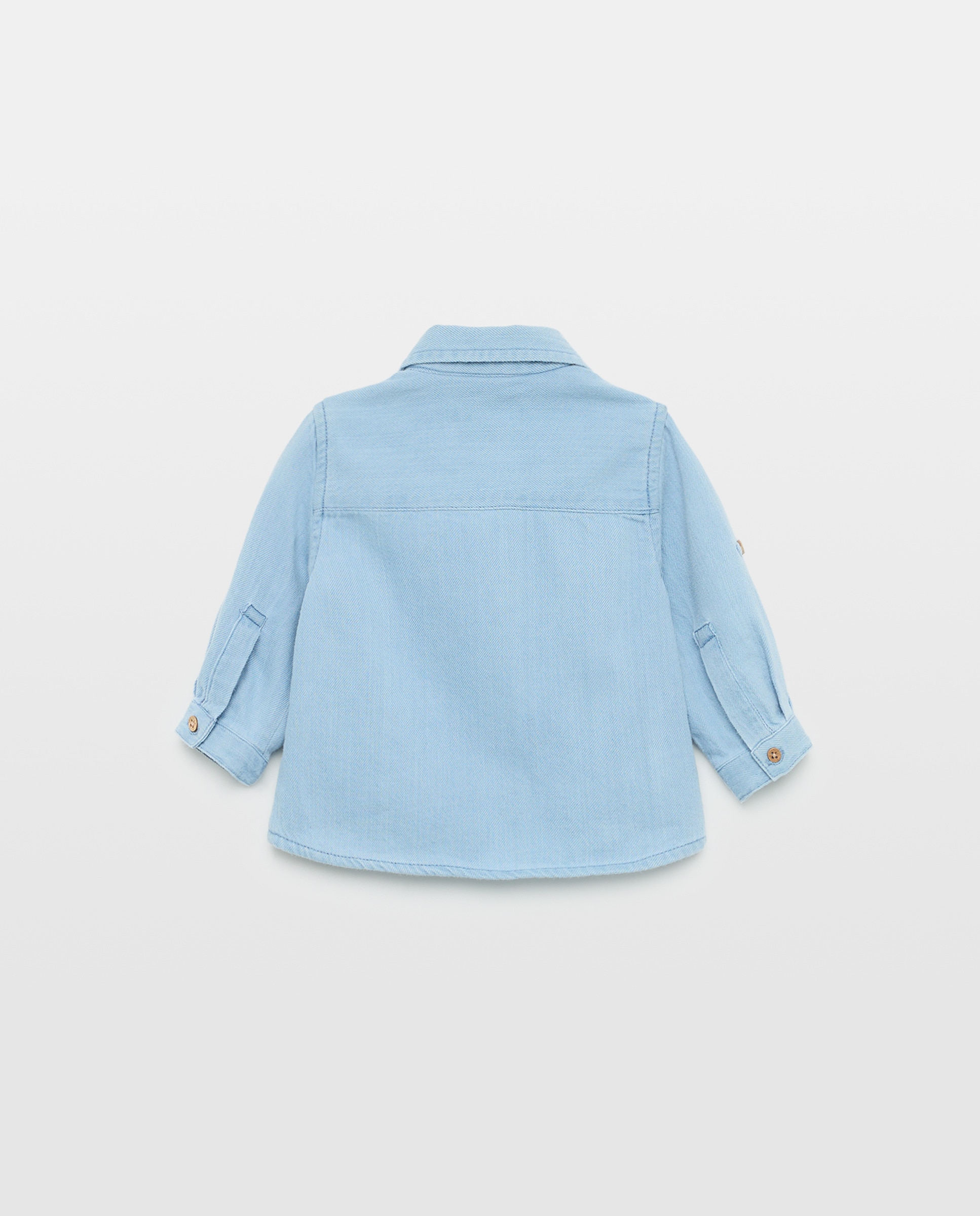 Camisa de Ganga de Bebé com Manga Comprida Azul pálido-2