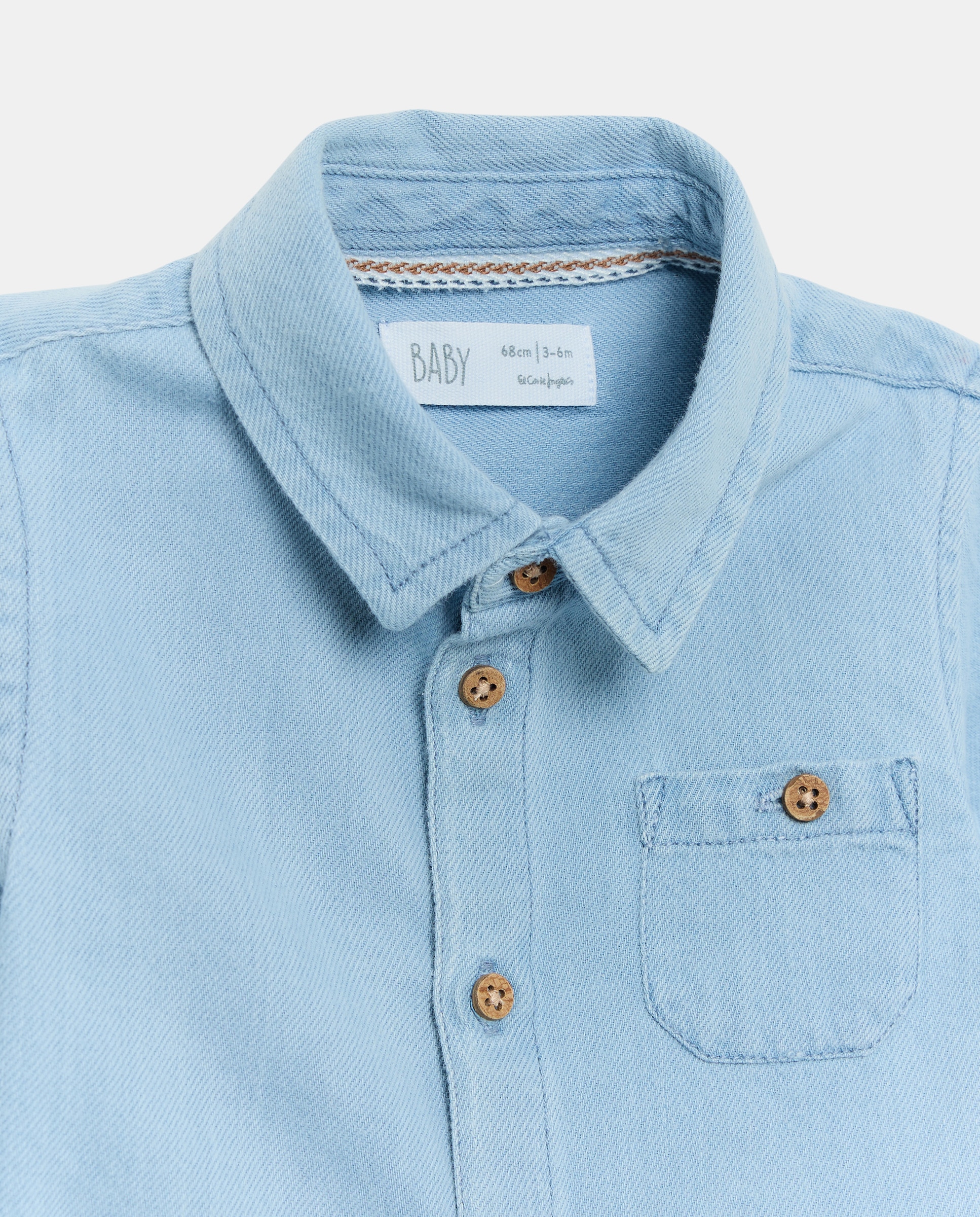 Camisa de Ganga de Bebé com Manga Comprida Azul pálido-3