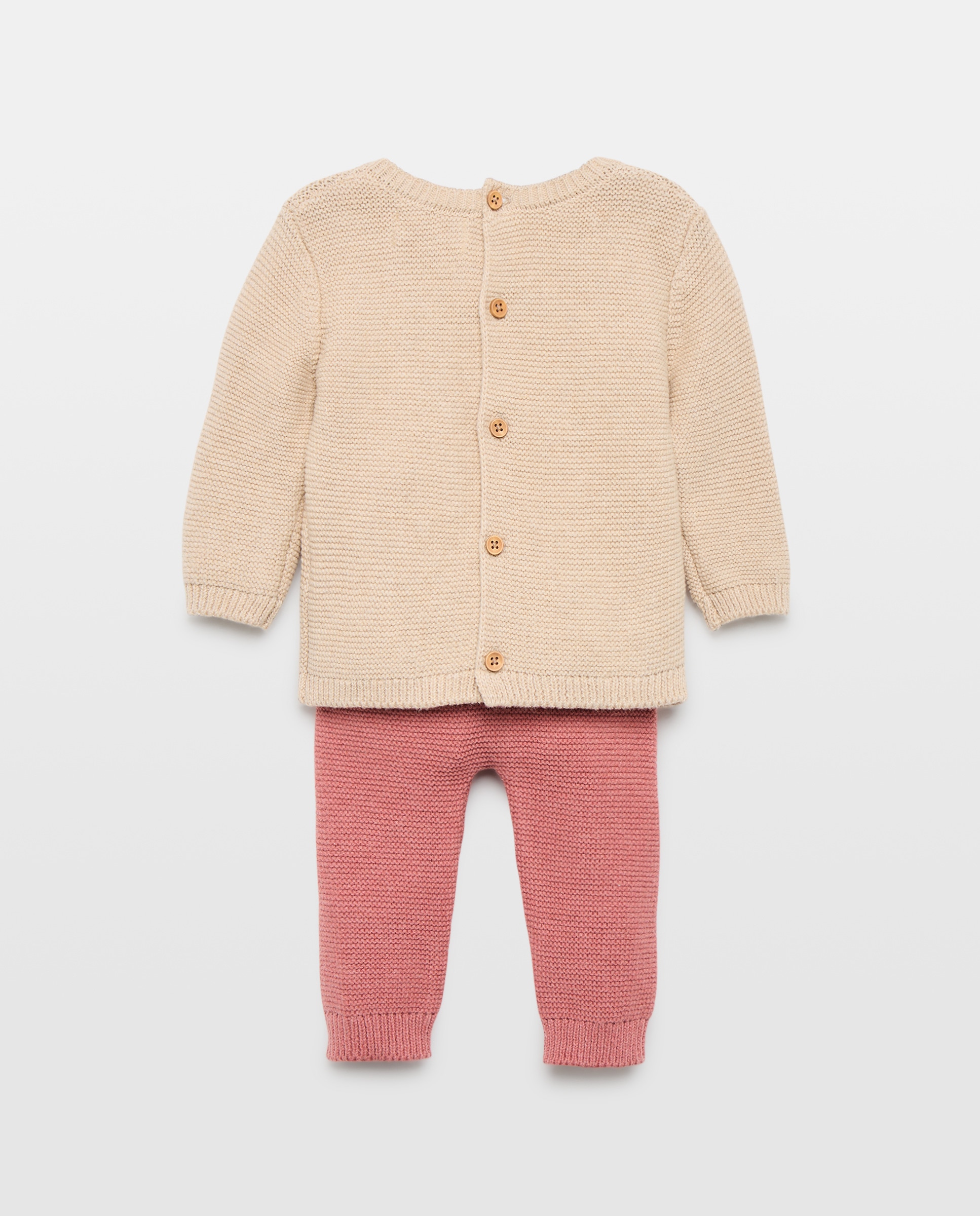 Conjunto de 2 Peças de Bebé com Manga Comprida e Calças de Tricot com Relevos Baby El Corte Inglés 230 Rosa Escuro-2