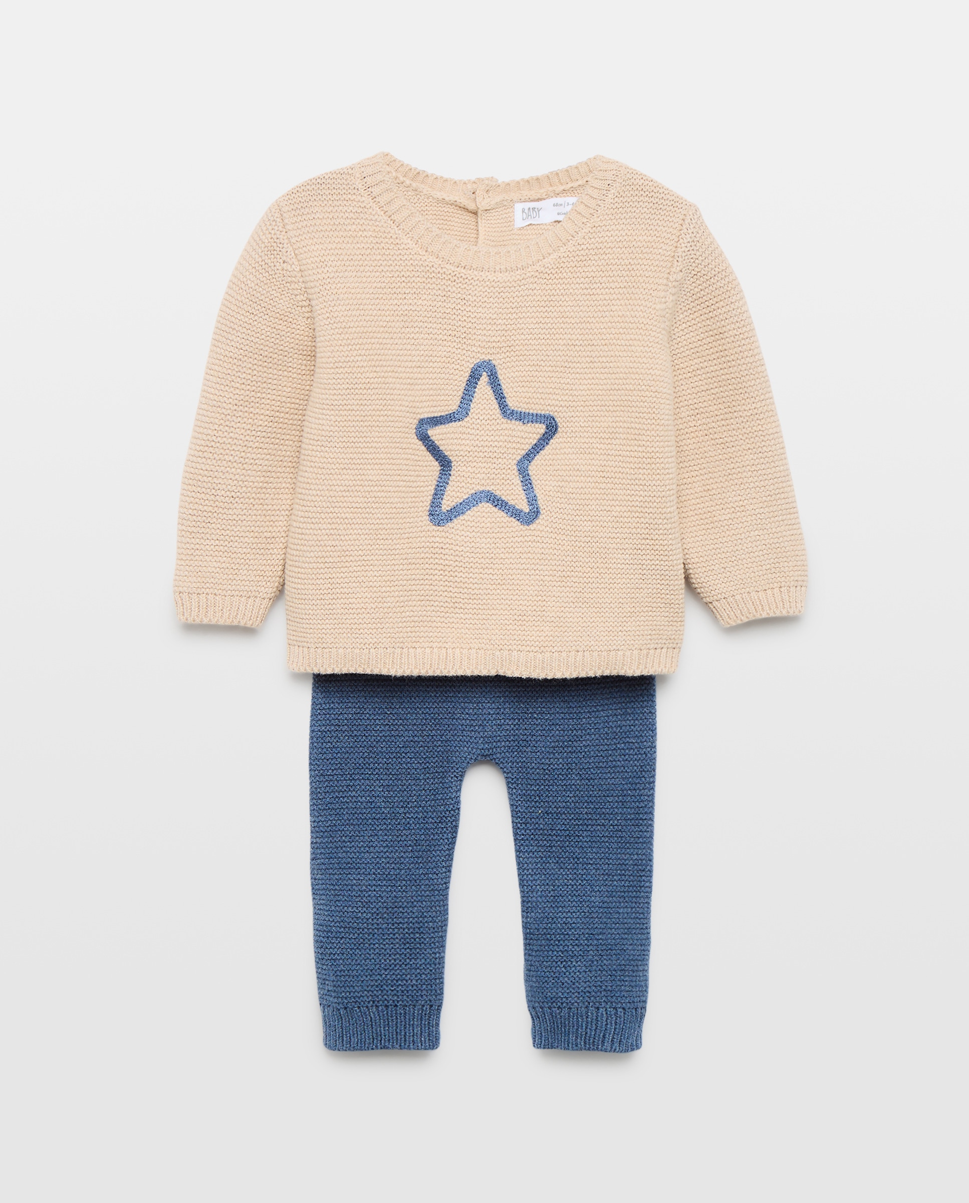 Imagem 0 de Conjunto de 2 Peças de Bebé com Manga Comprida e Calças de Tricot com Relevos